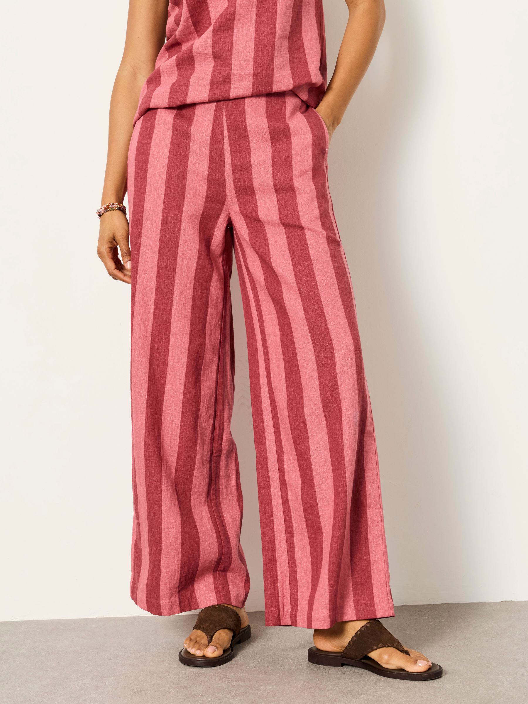 Bea Pink Wide Stripe Wide Leg Trousers - Image 1 of 6