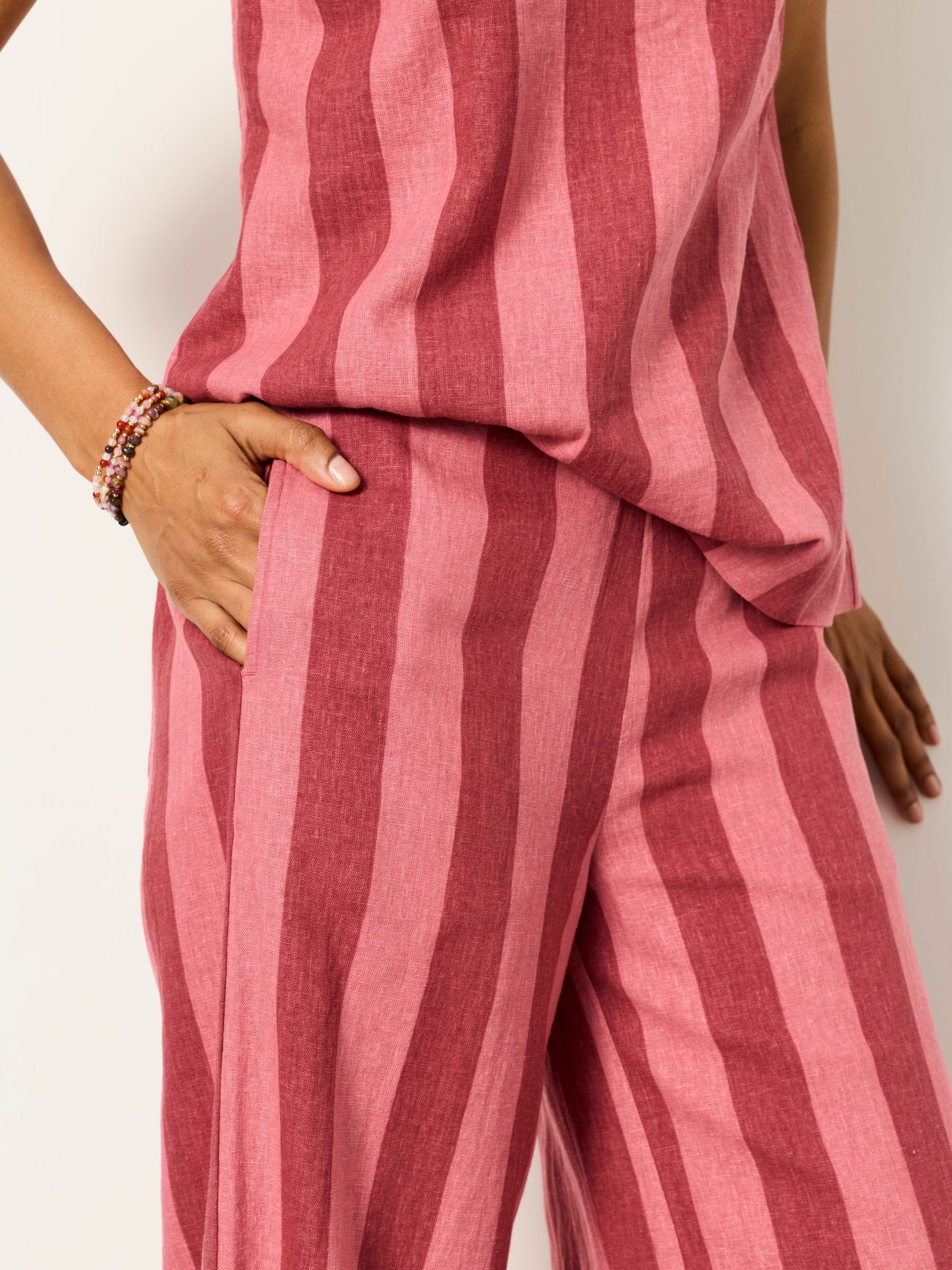 Bea Pink Wide Stripe Wide Leg Trousers - Image 3 of 6