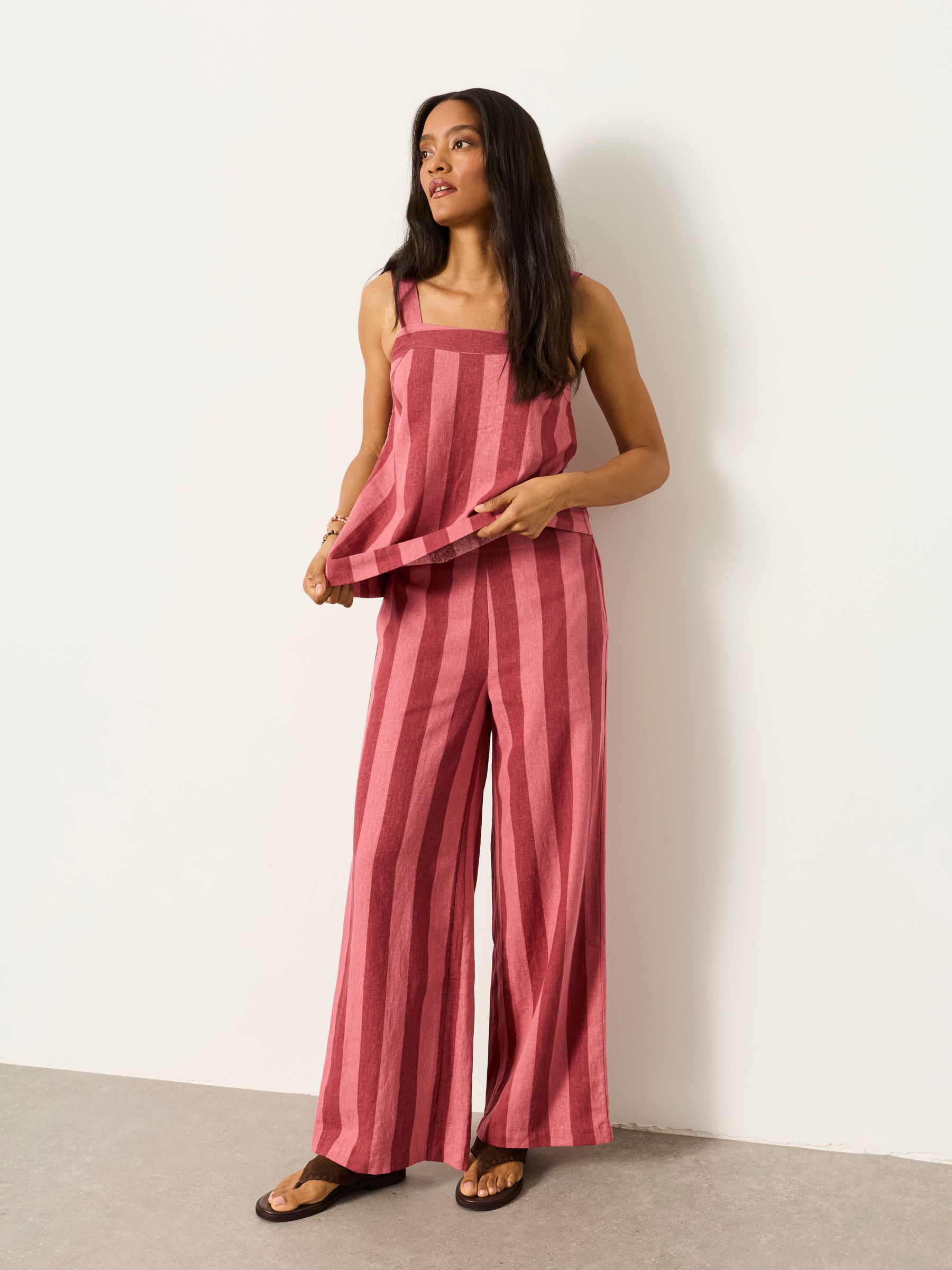 Bea Pink Wide Stripe Wide Leg Trousers - Image 4 of 6