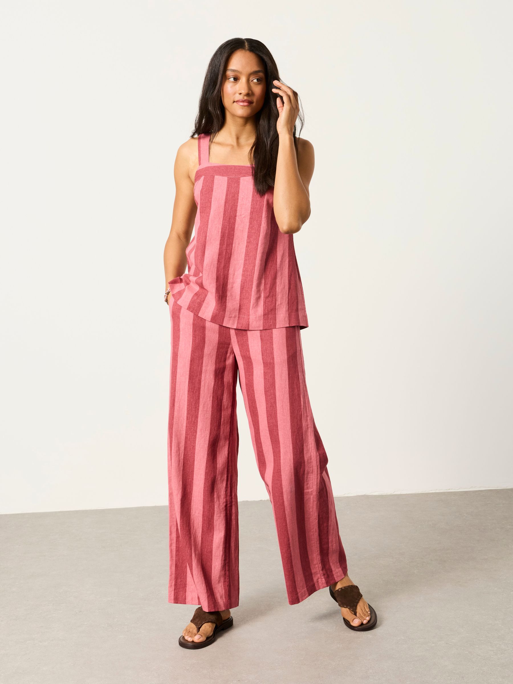 Bea Pink Wide Stripe Wide Leg Trousers - Image 5 of 6