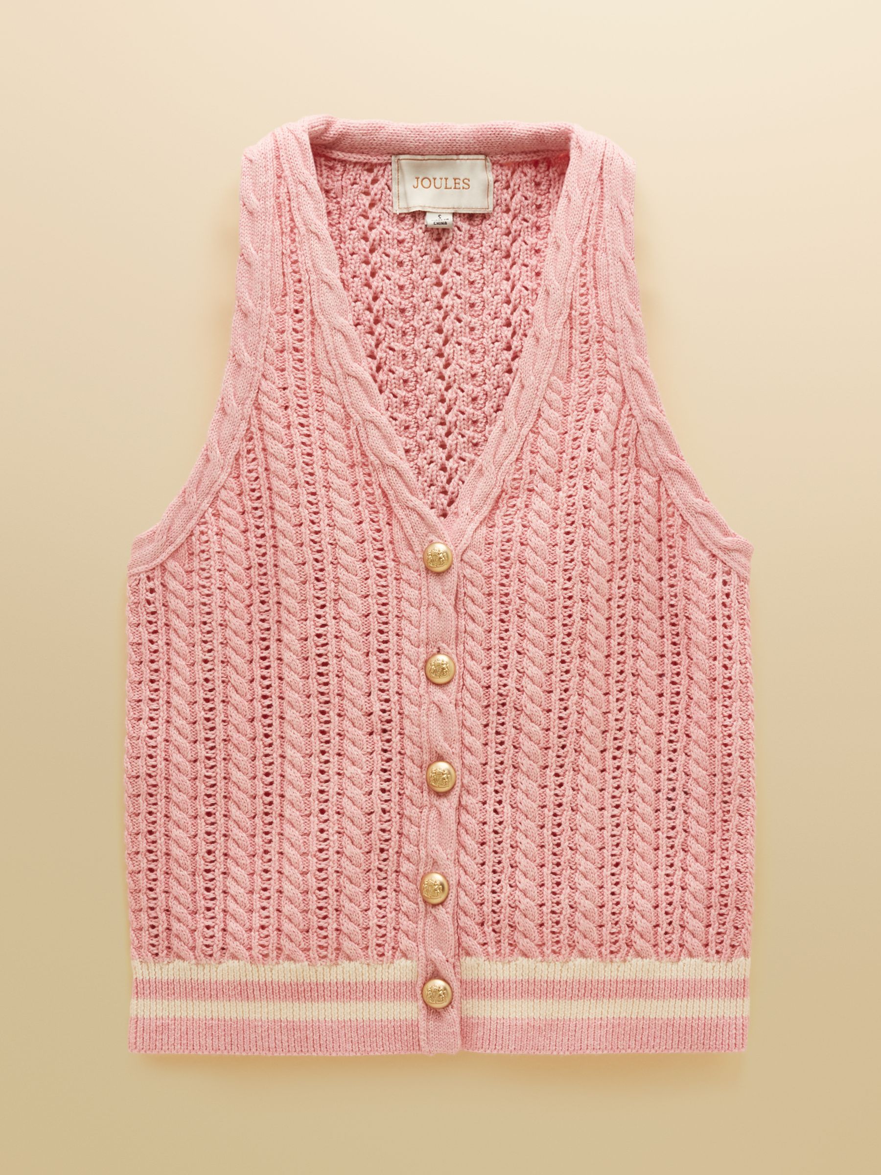 Pink Halter Neck Cotton Cable Knitted Vest - Image 7 of 7 Pink Halter Neck Cotton Cable Knitted Vest - Image 7 of 7