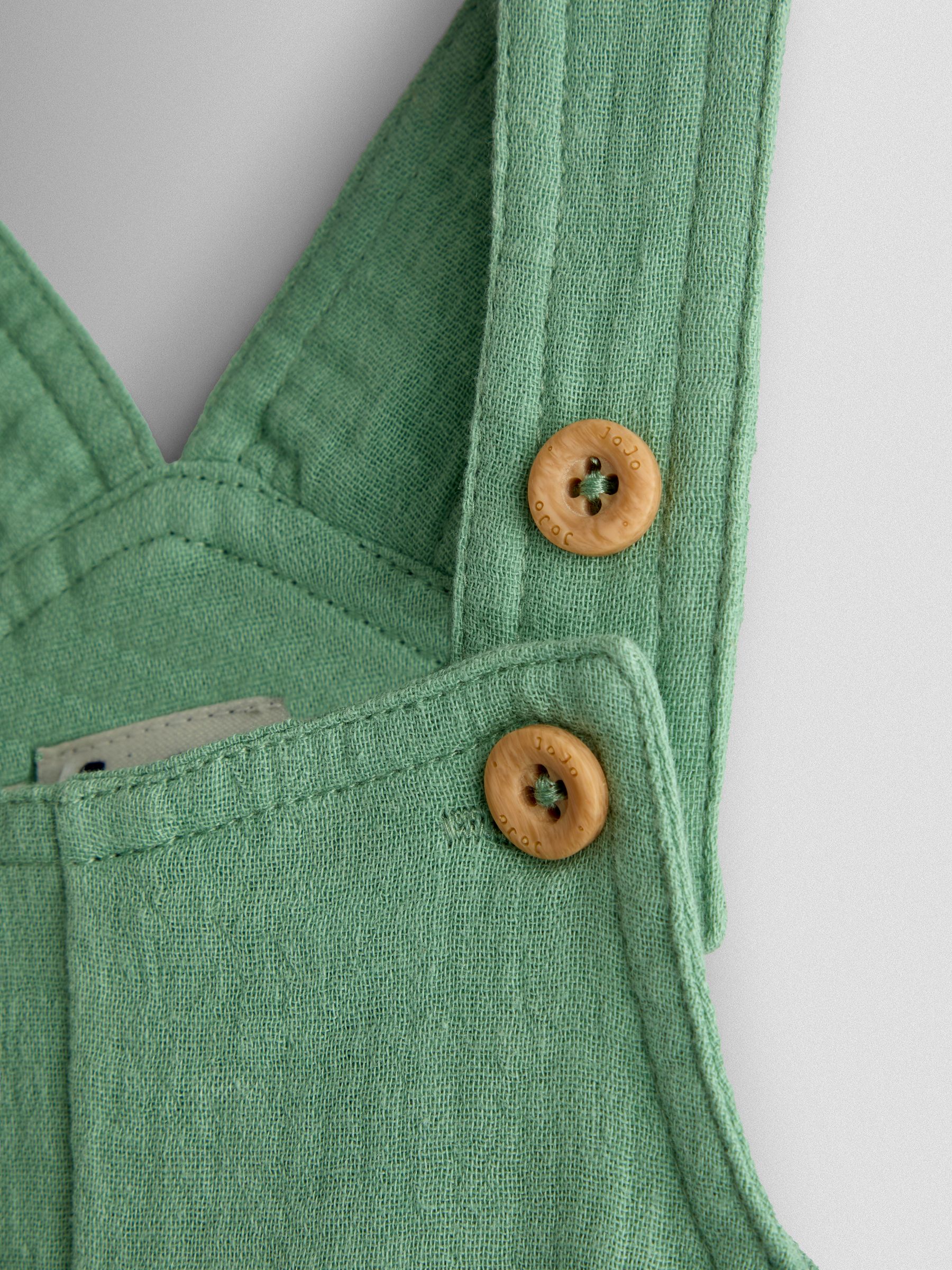 Green 2-Piece Cheesecloth Dungarees & T-Shirt Set - Image 6 of 6