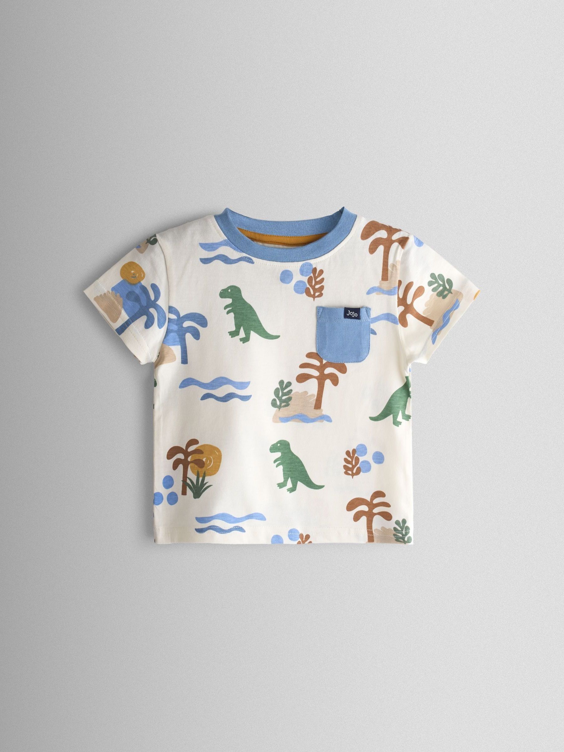 Blue 2-Piece Dino Printed T-Shirt & Shorts Set - Image 2 of 9