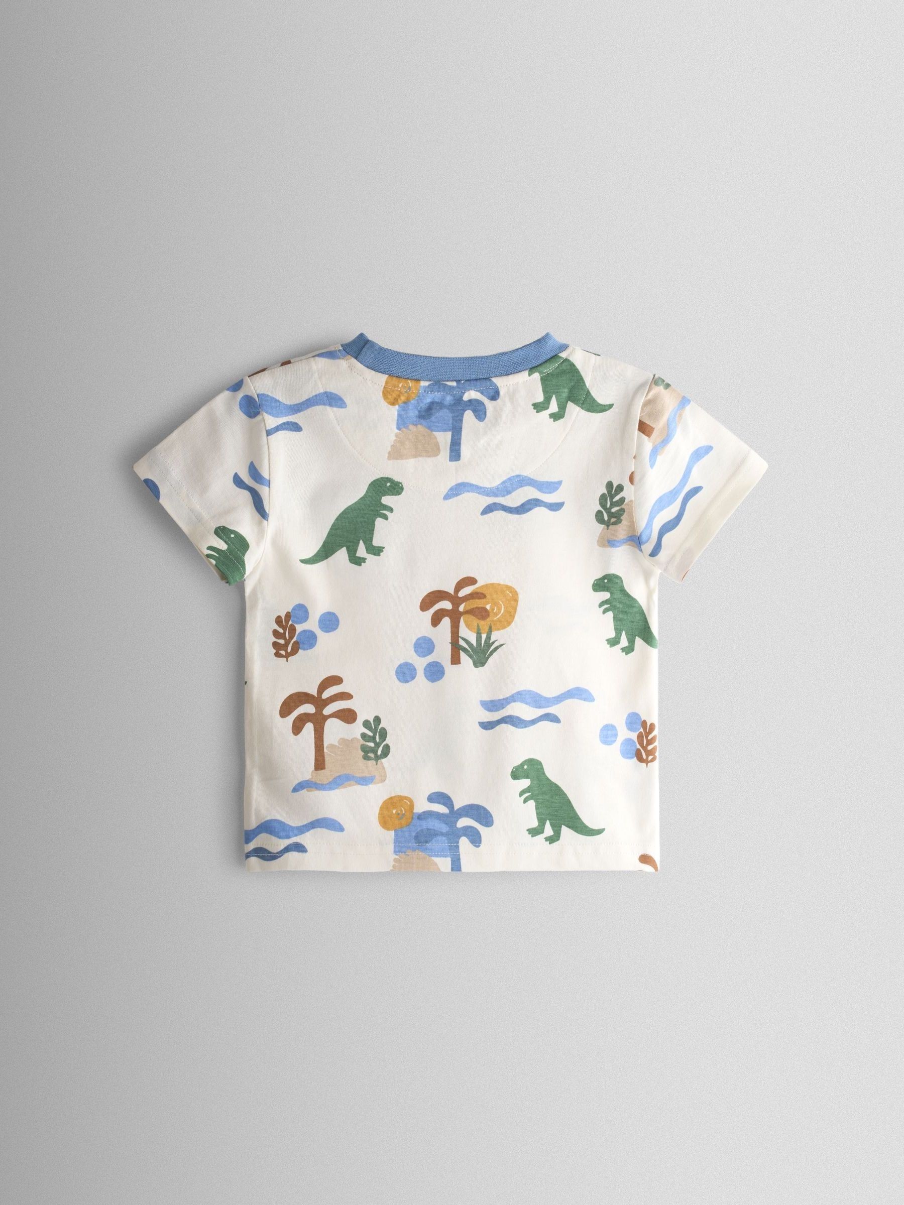 Blue 2-Piece Dino Printed T-Shirt & Shorts Set - Image 3 of 9