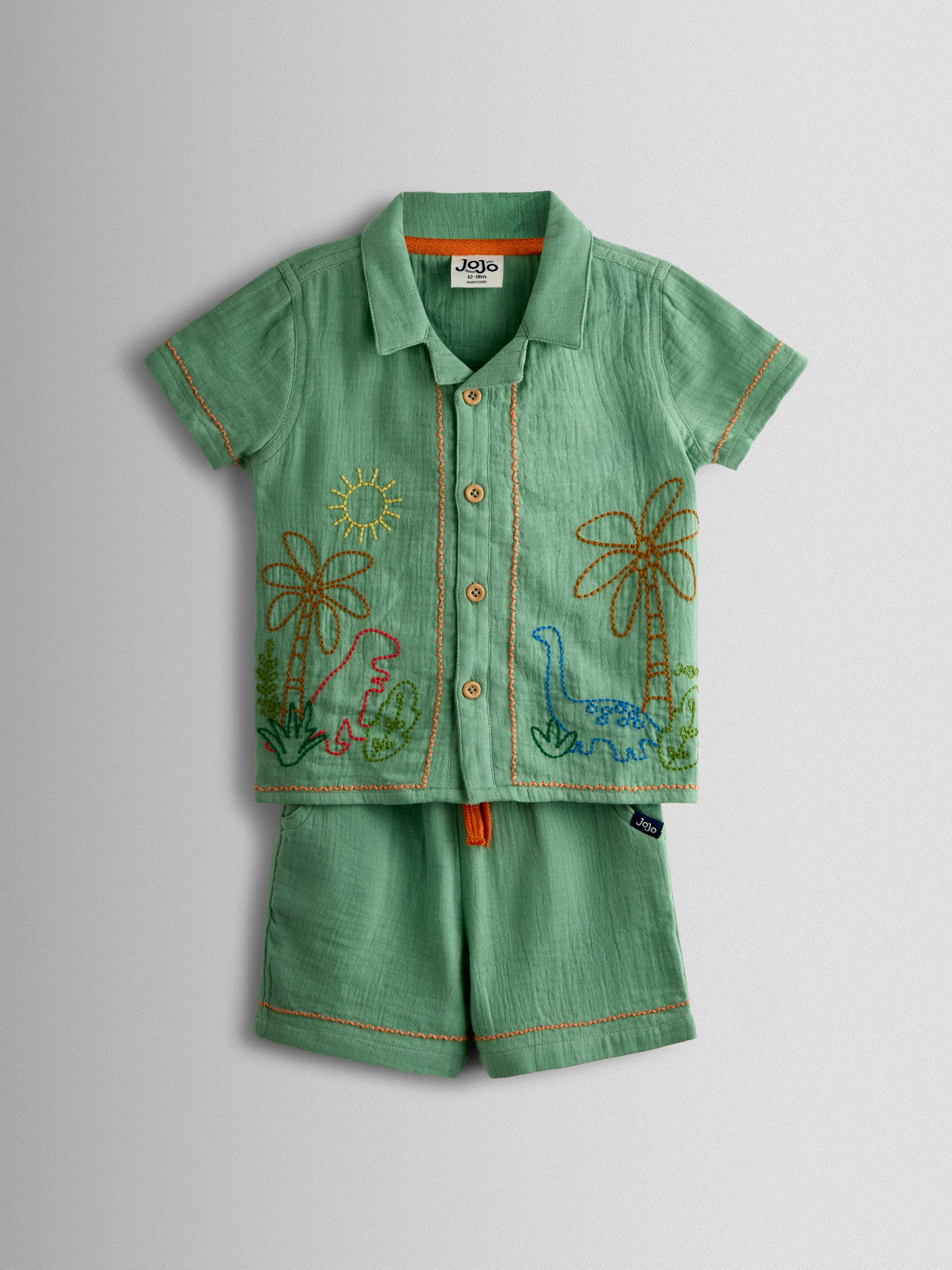 Green Dino 2-Piece Shirt & Short Set - Image 1 of 7 Green Dino 2-Piece Shirt & Short Set - Image 1 of 7