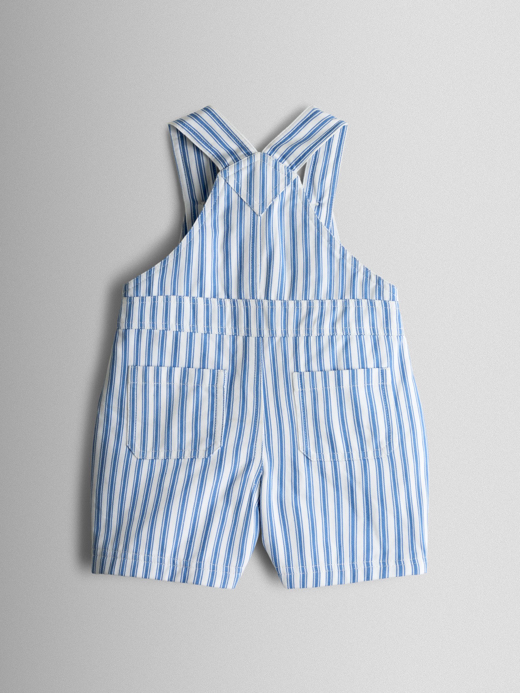 Blue 2-Piece Twill Dungaree Set & T-Shirt - Image 3 of 6