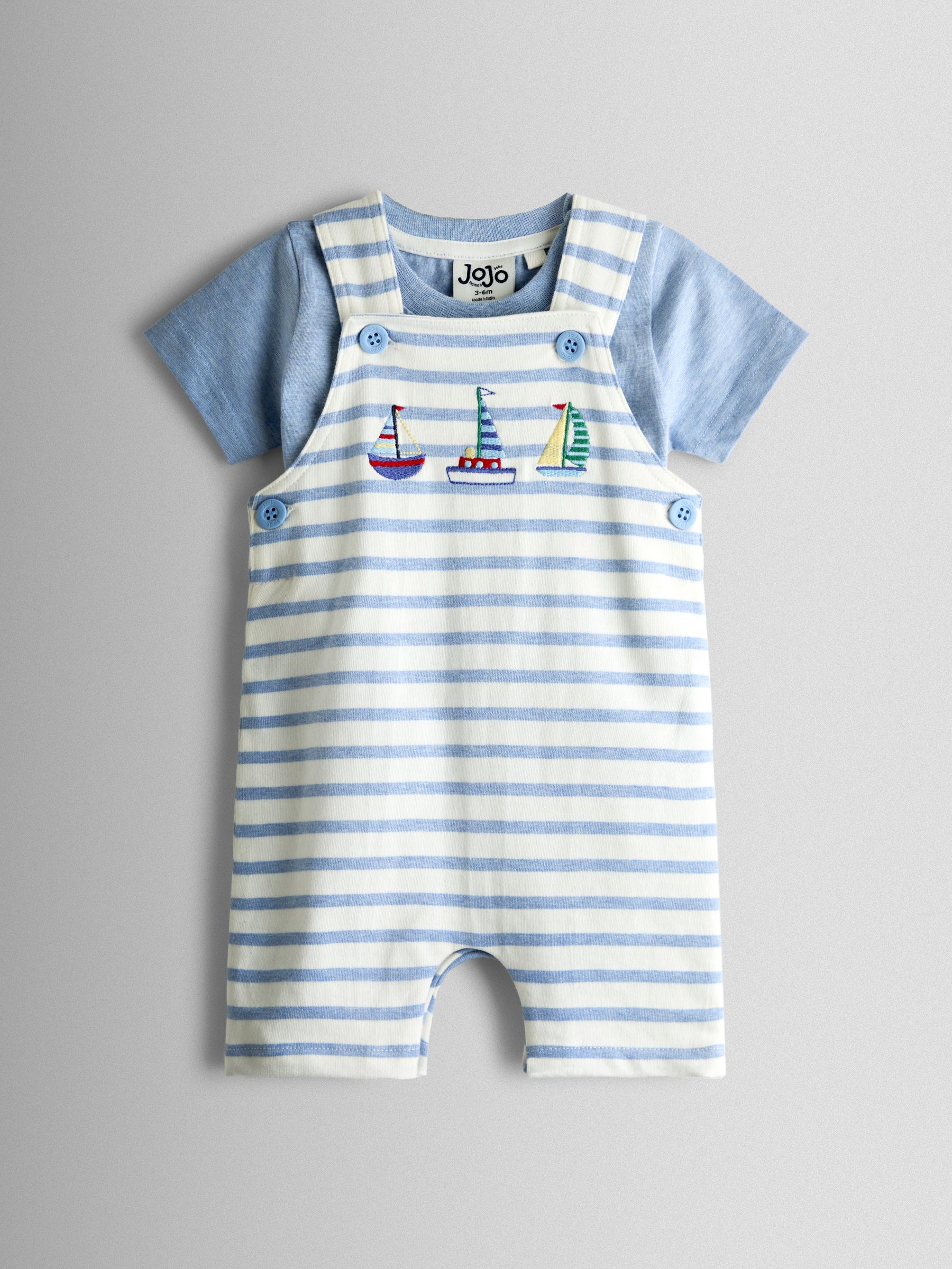 Blue Boat 2-Piece Appliqué Dungarees & T-Shirt Set - Image 1 of 6