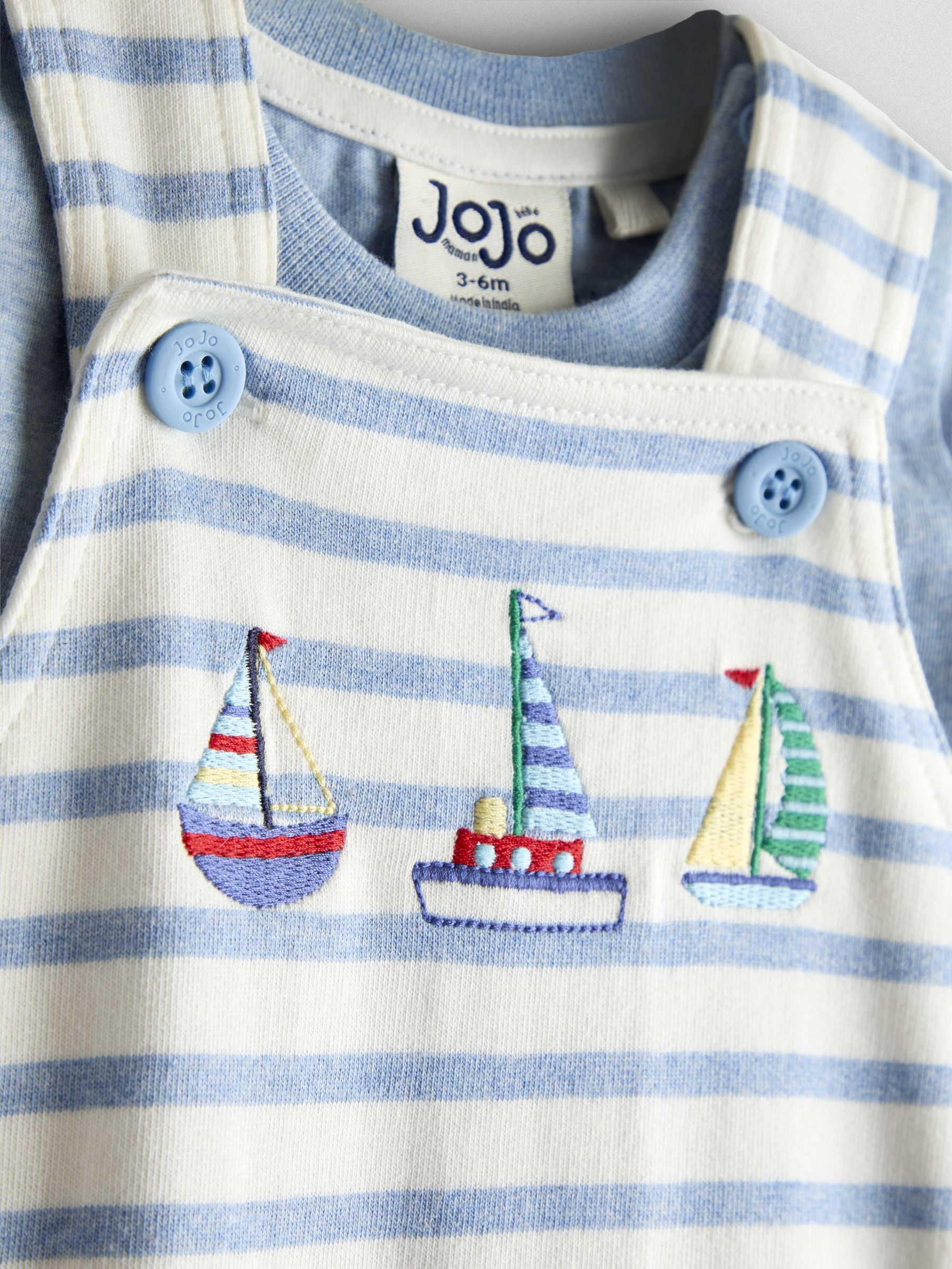 Blue Boat 2-Piece Appliqué Dungarees & T-Shirt Set - Image 6 of 6