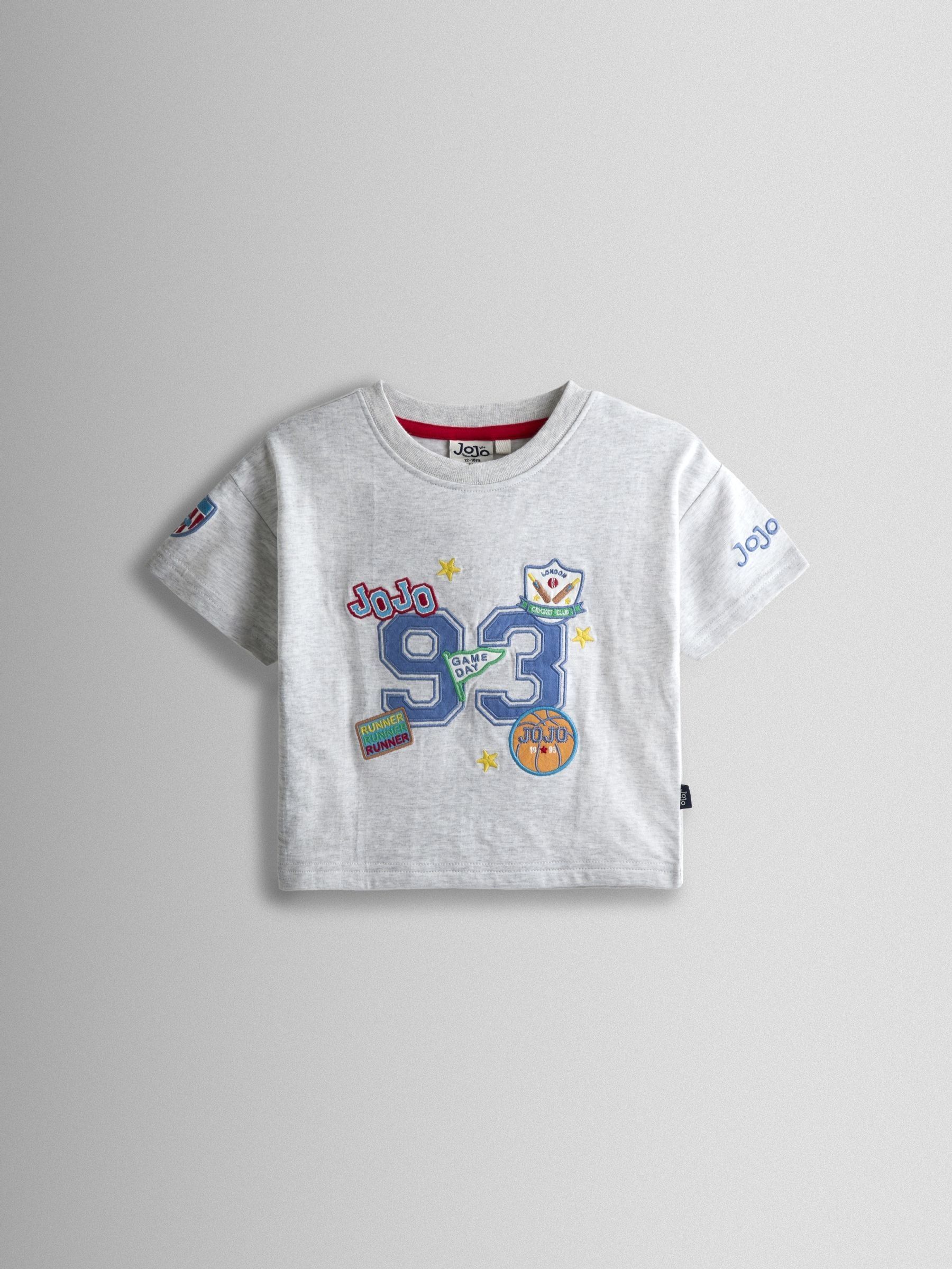 Light Grey Marl Varsity Badge Graphic T-Shirt - Image 1 of 3