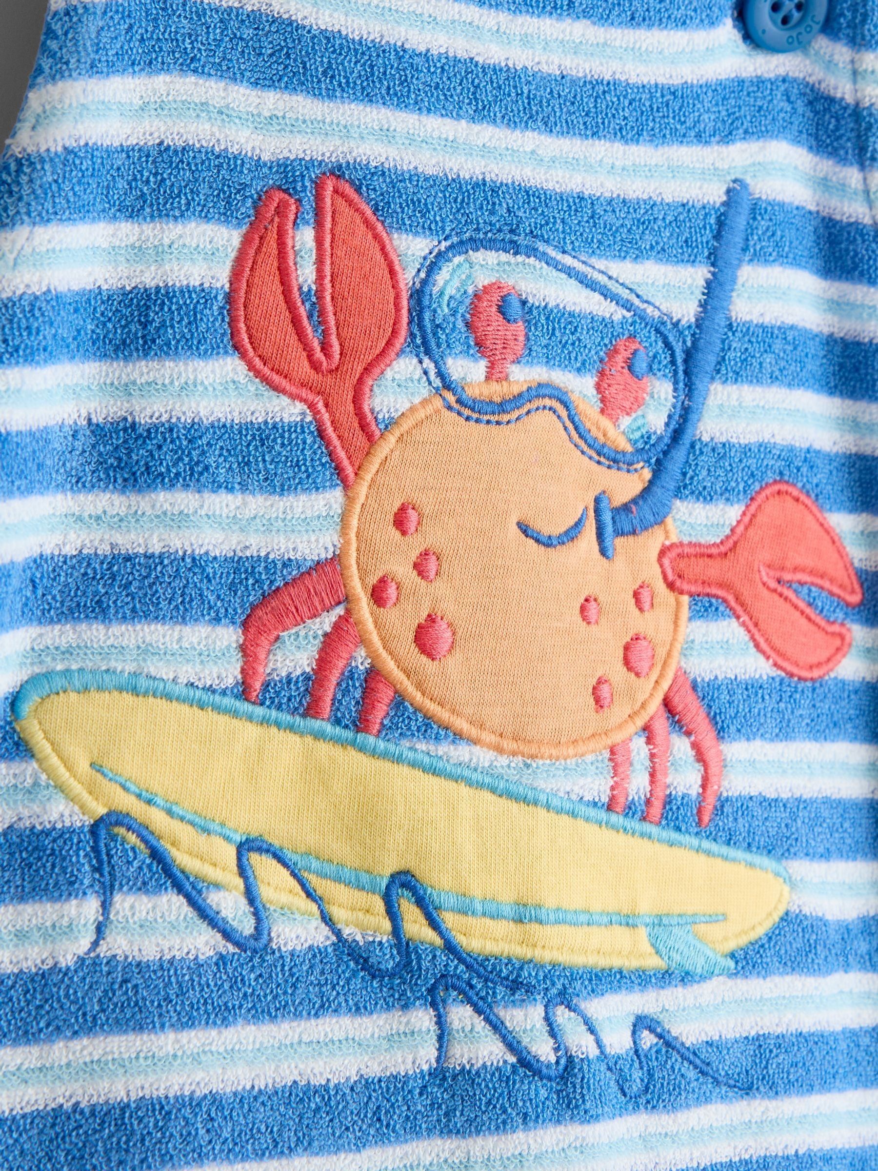 Blue Crab Appliqué 2-Piece Towelling Dungarees & T-Shirt Set - Image 6 of 6