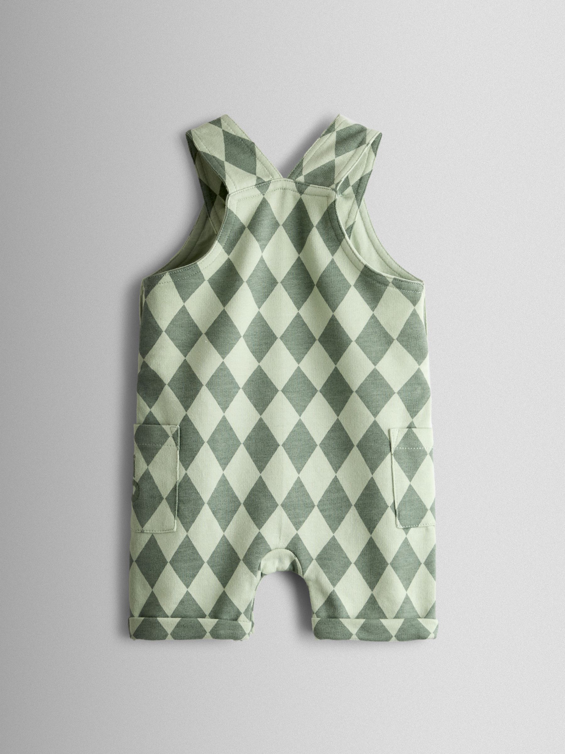 Green 2-Piece Harlequin Dungarees & T-Shirt Set - Image 3 of 7