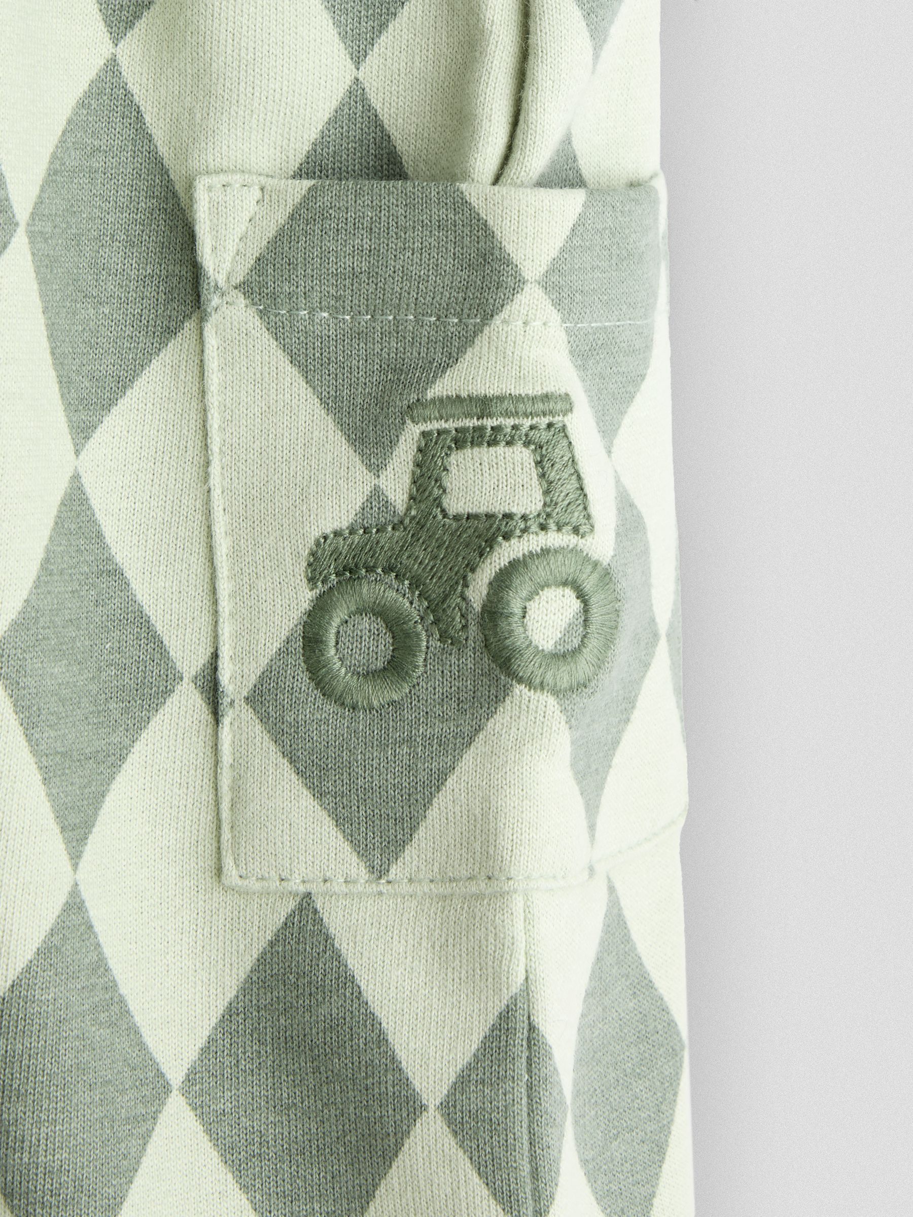 Green 2-Piece Harlequin Dungarees & T-Shirt Set - Image 7 of 7