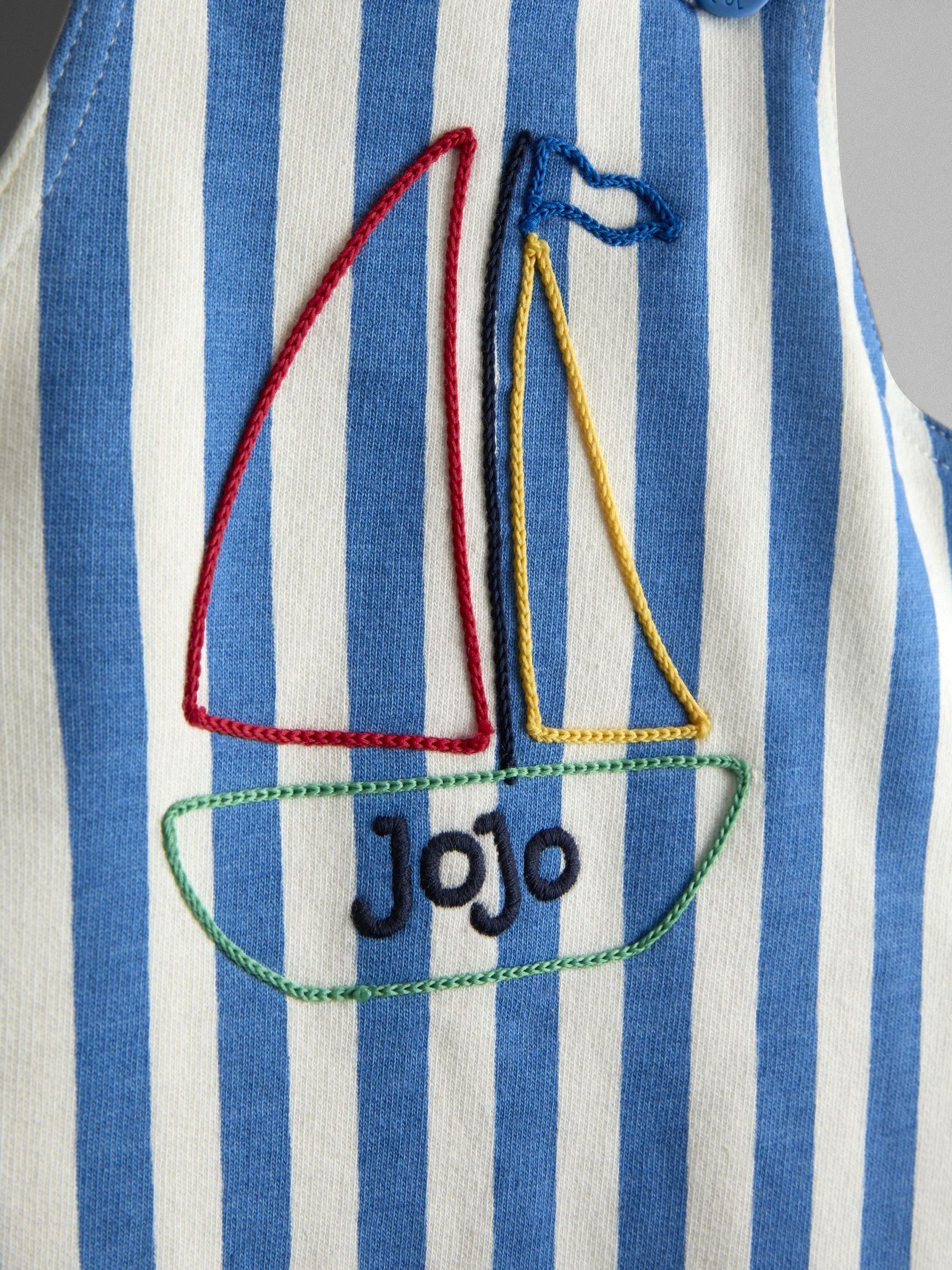 Blue Boat Stripe Appliqué Dunagrees & T-Shirt Set 2 Piece - Image 7 of 7