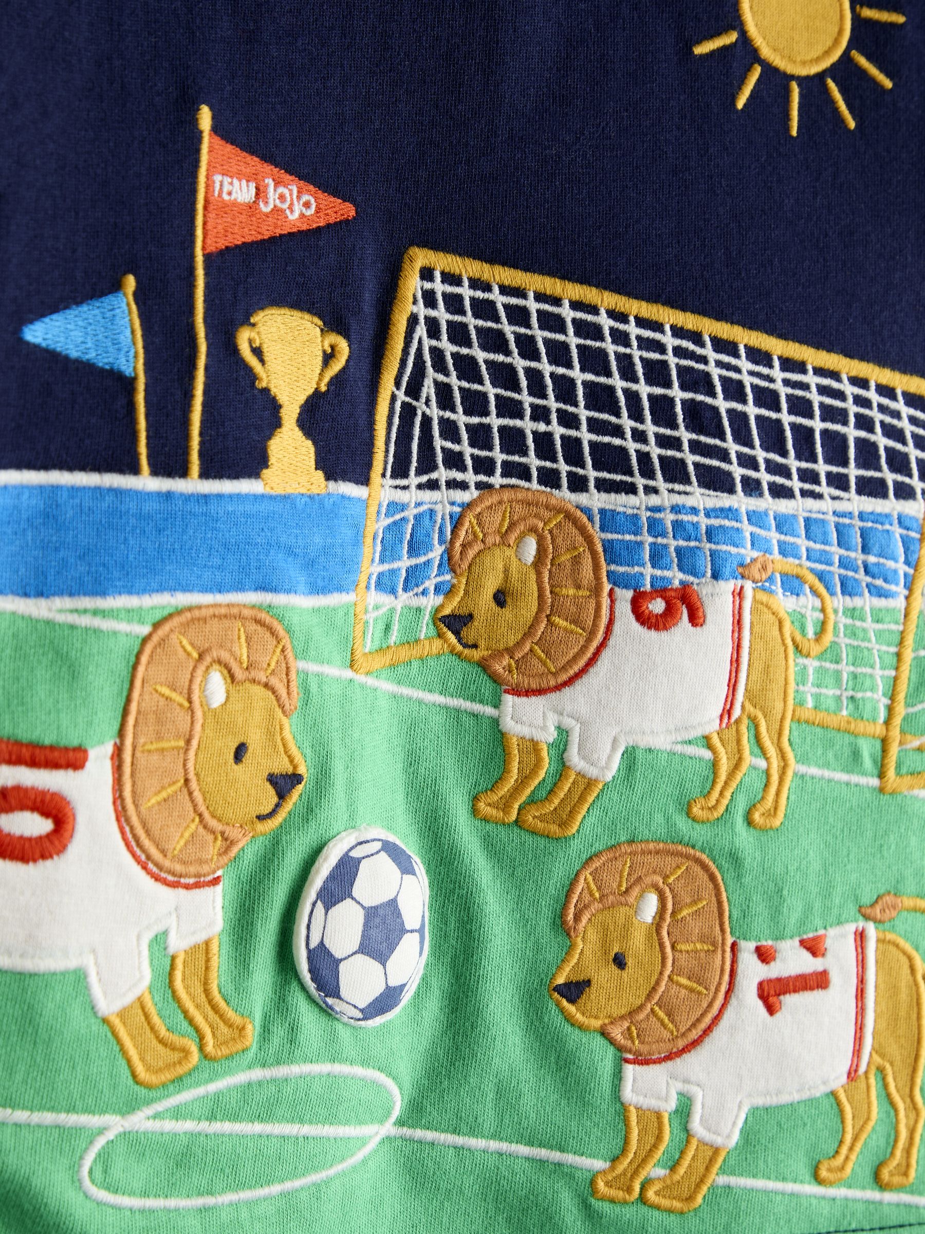 Navy Blue Three Lions Scene Appliqué T-Shirt - Image 4 of 4