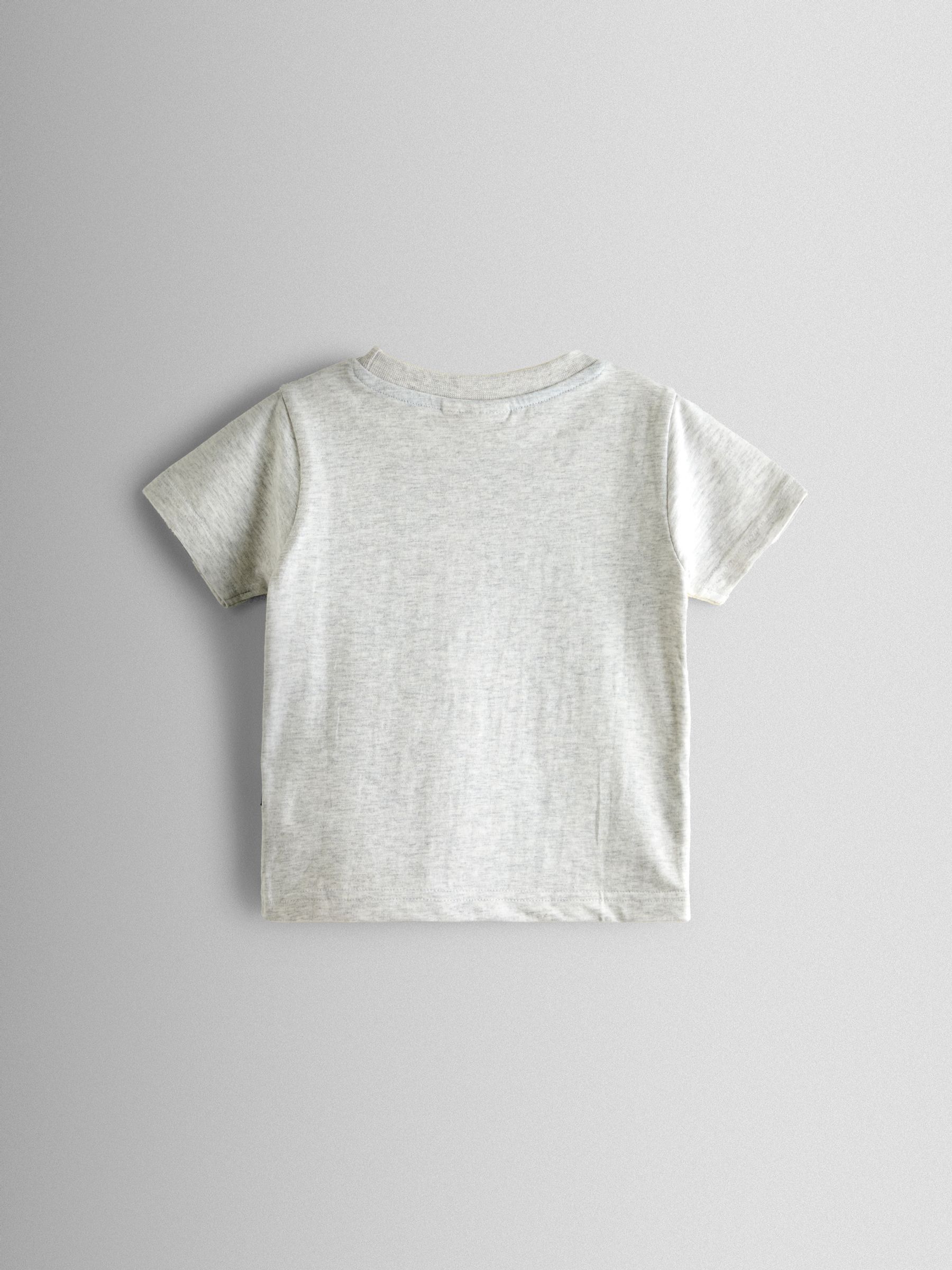 Grey Surfing Dino Scene Applique T-Shirt - Image 2 of 3