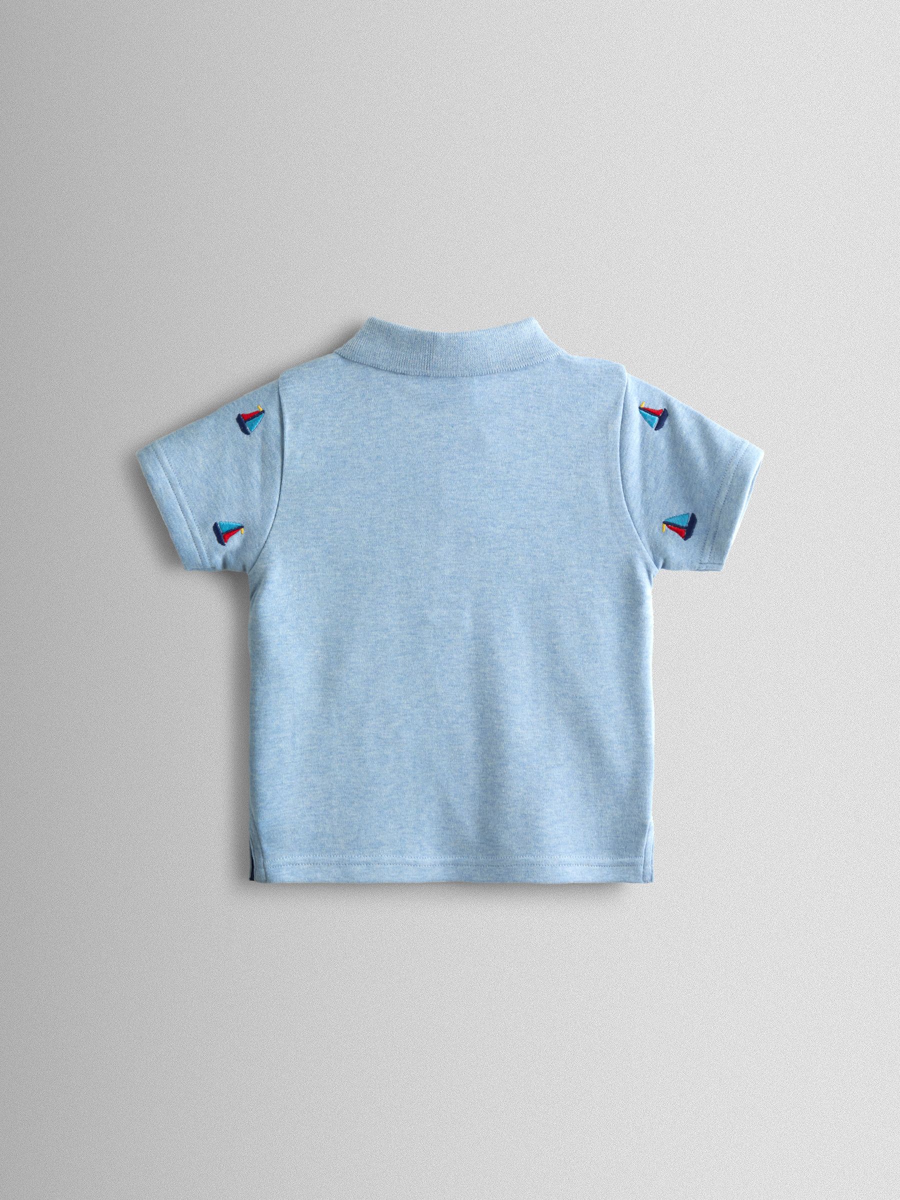 Blue Boat Embroidered Polo Shirt - Image 2 of 4