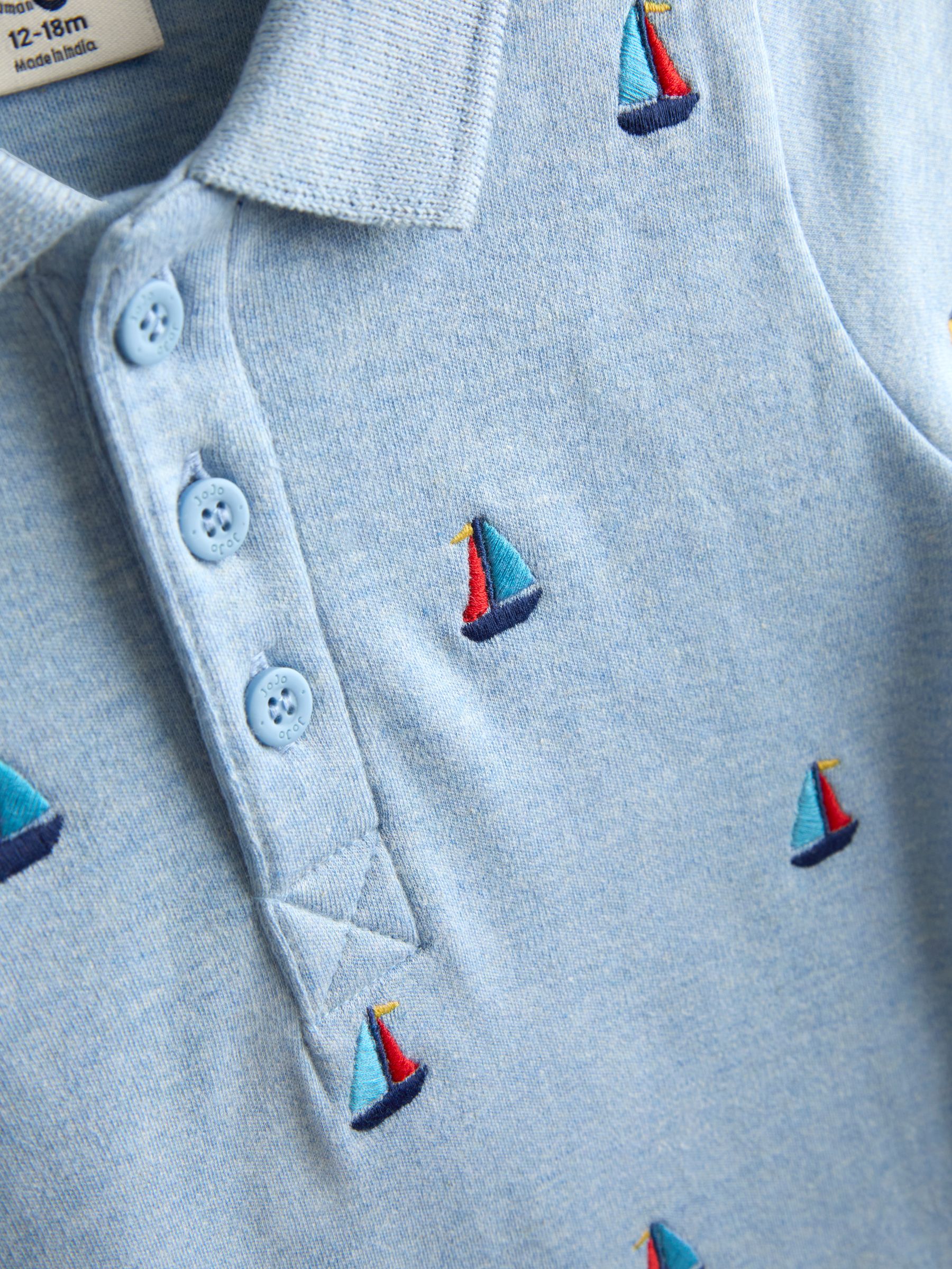Blue Boat Embroidered Polo Shirt - Image 3 of 4