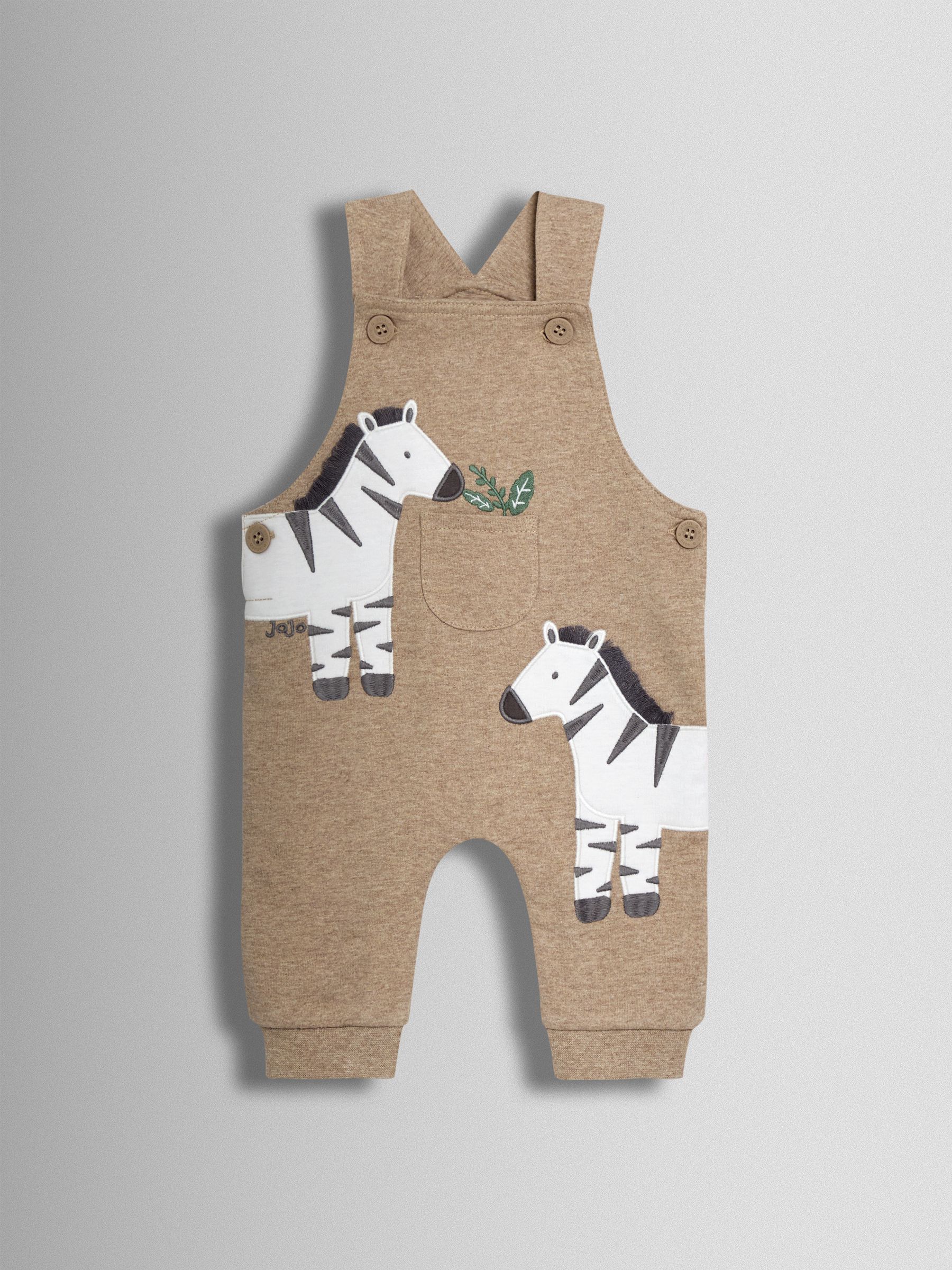 Natural Zebra 2-Piece Zebra Appliqué Dungarees & Rib T-Shirt Set - Image 2 of 6