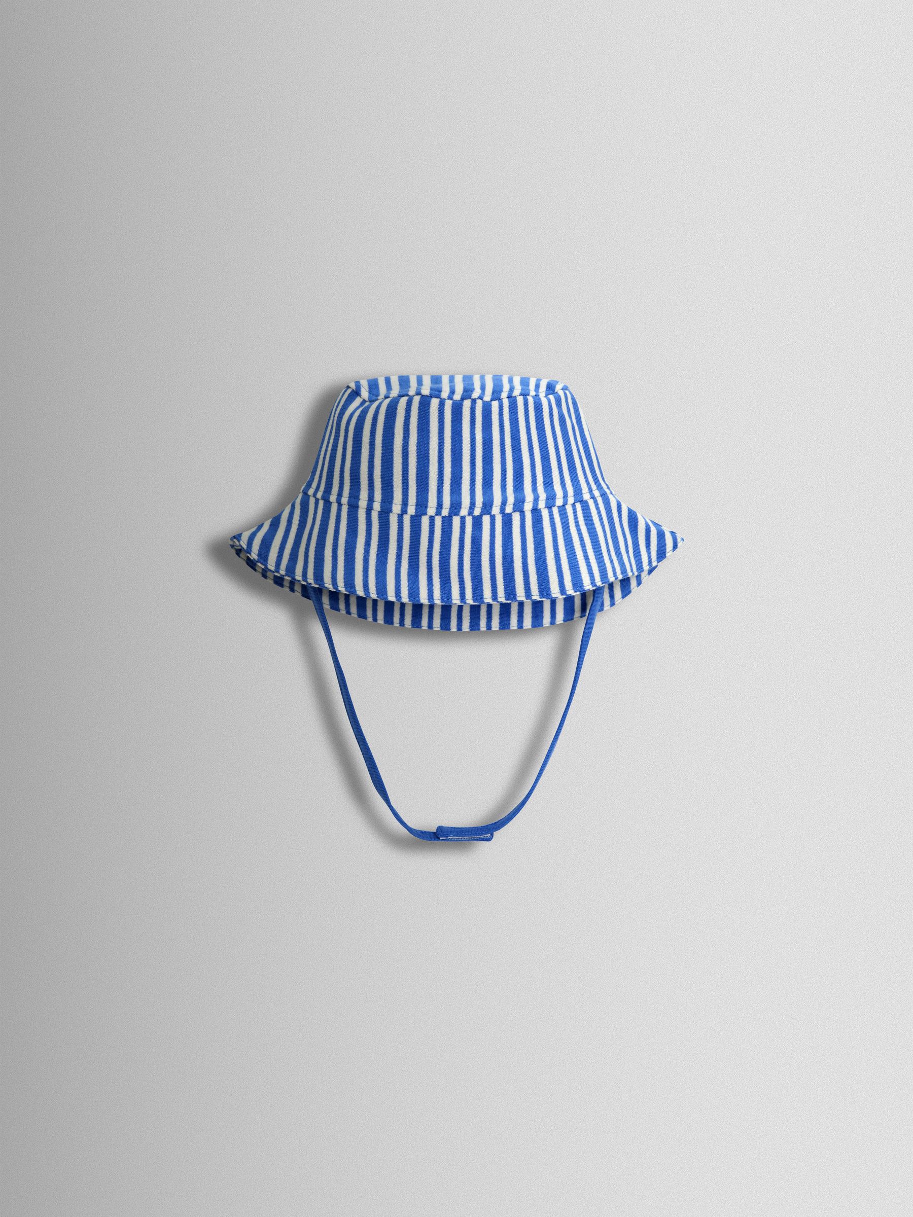 Blue 3-Piece Stripe Dungarees & T-Shirt Set with Hat - Image 6 of 8