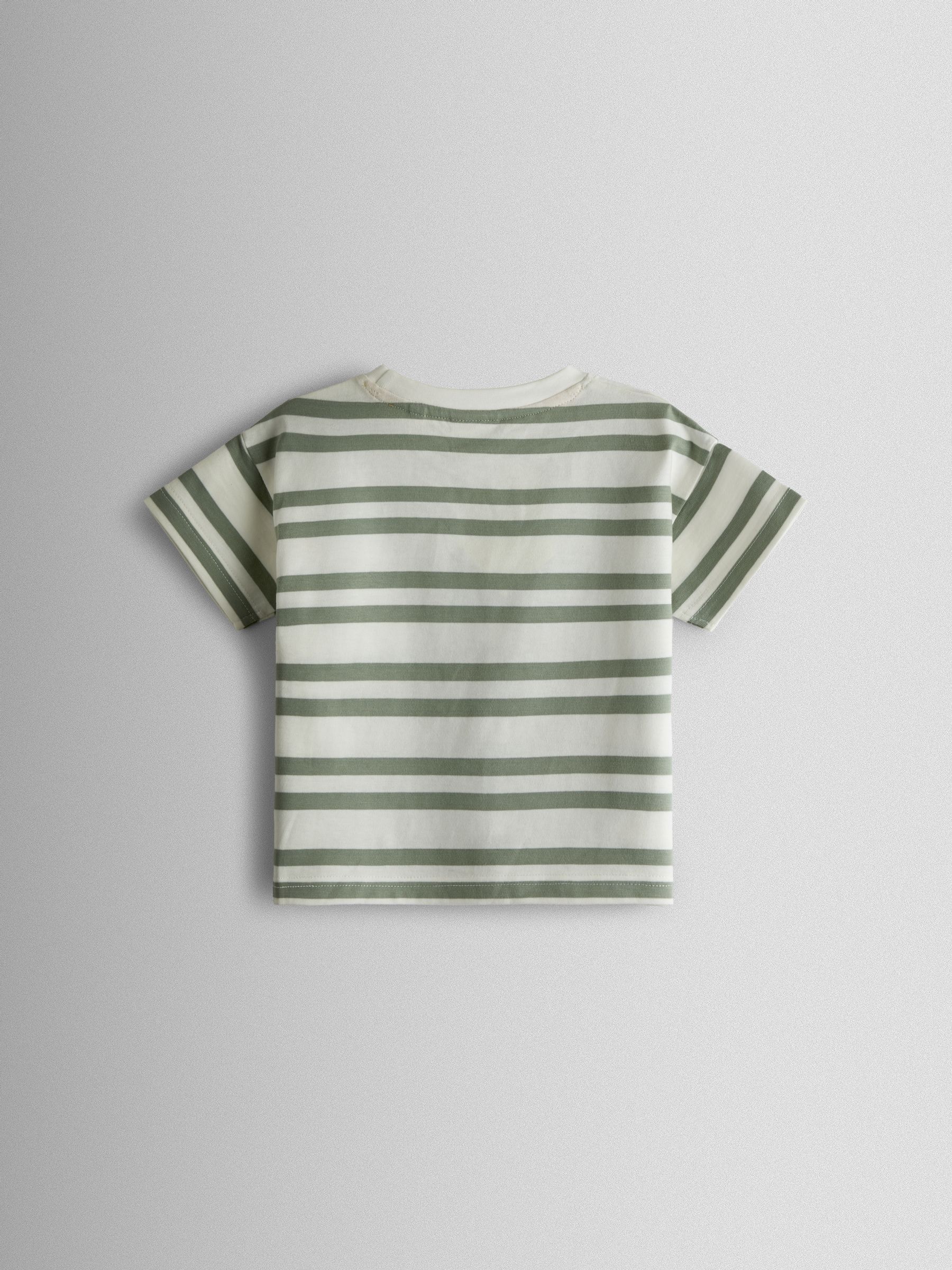 Khaki Green Giraffe Campervan Pocket Applique T-Shirt - Image 2 of 3