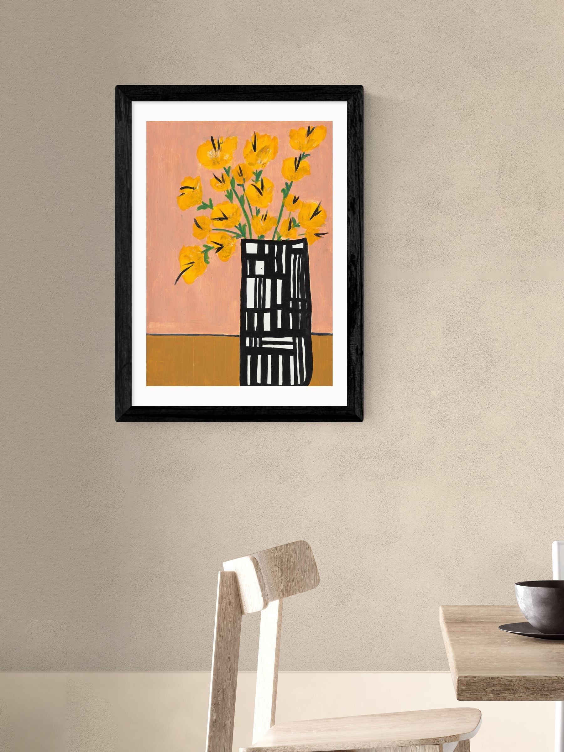 Black Black and White Vase Wall Art Print by Lucy Muss - Image 1 of 3