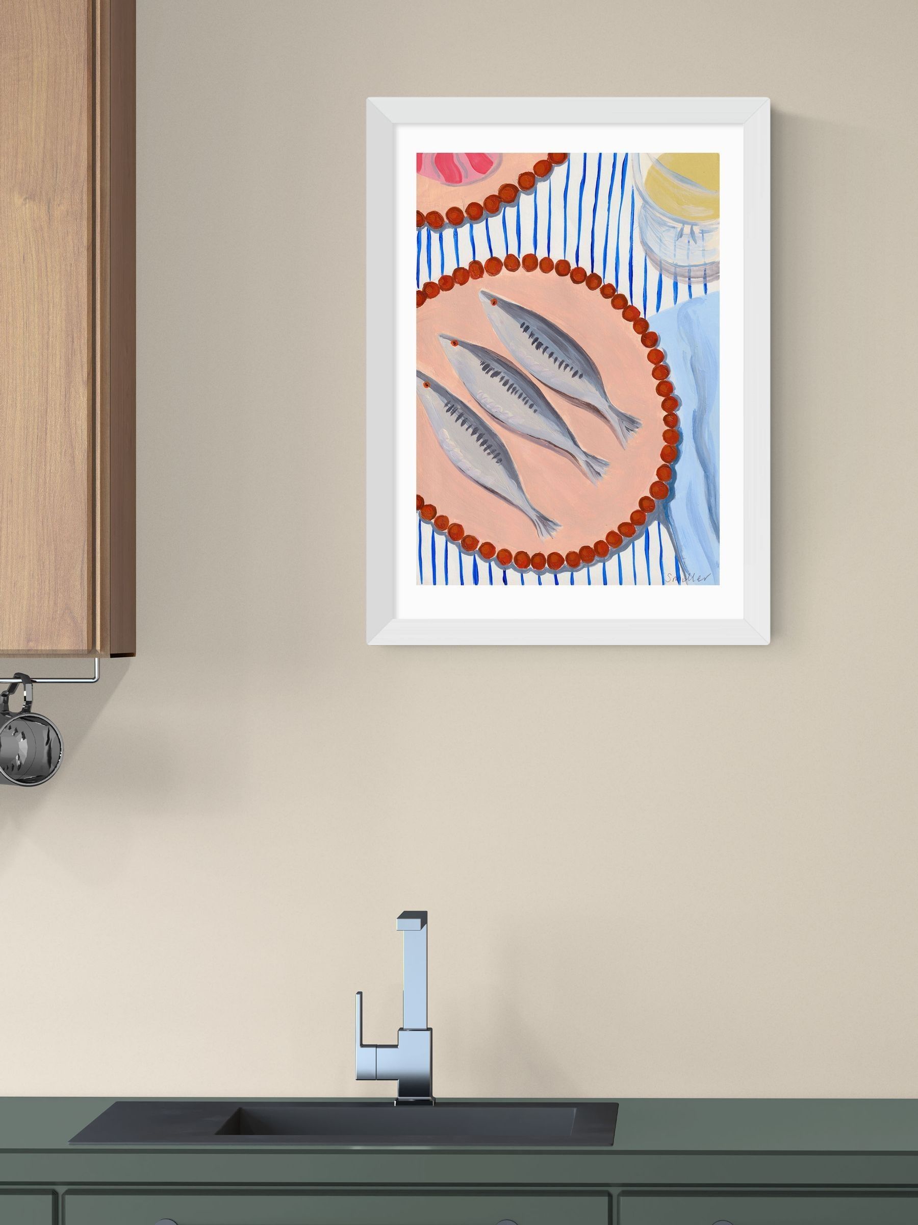 White Sardines Supper Wall Art Print by Susie Miller - Image 1 of 3