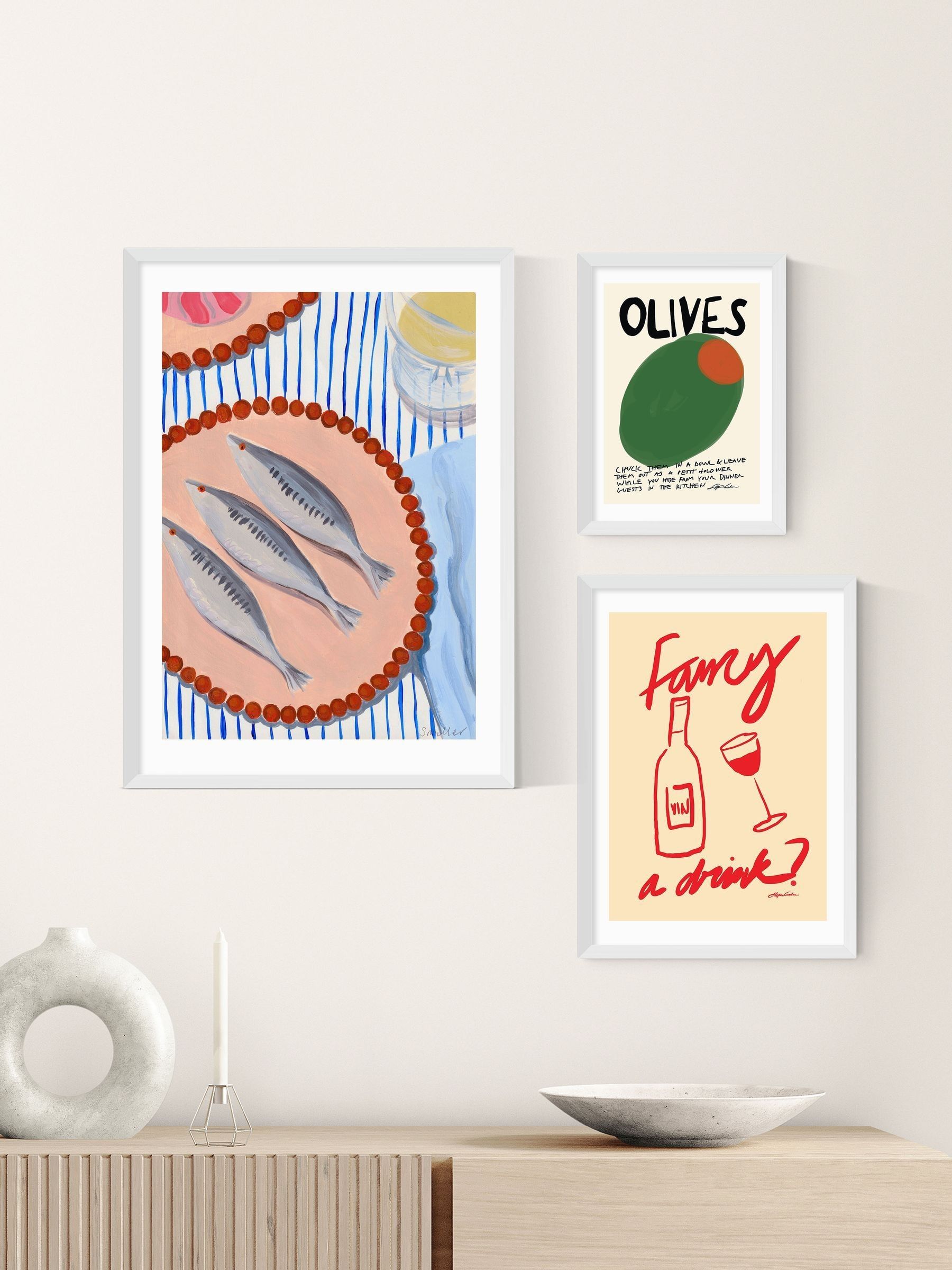 White Sardines Supper Wall Art Print by Susie Miller - Image 3 of 3