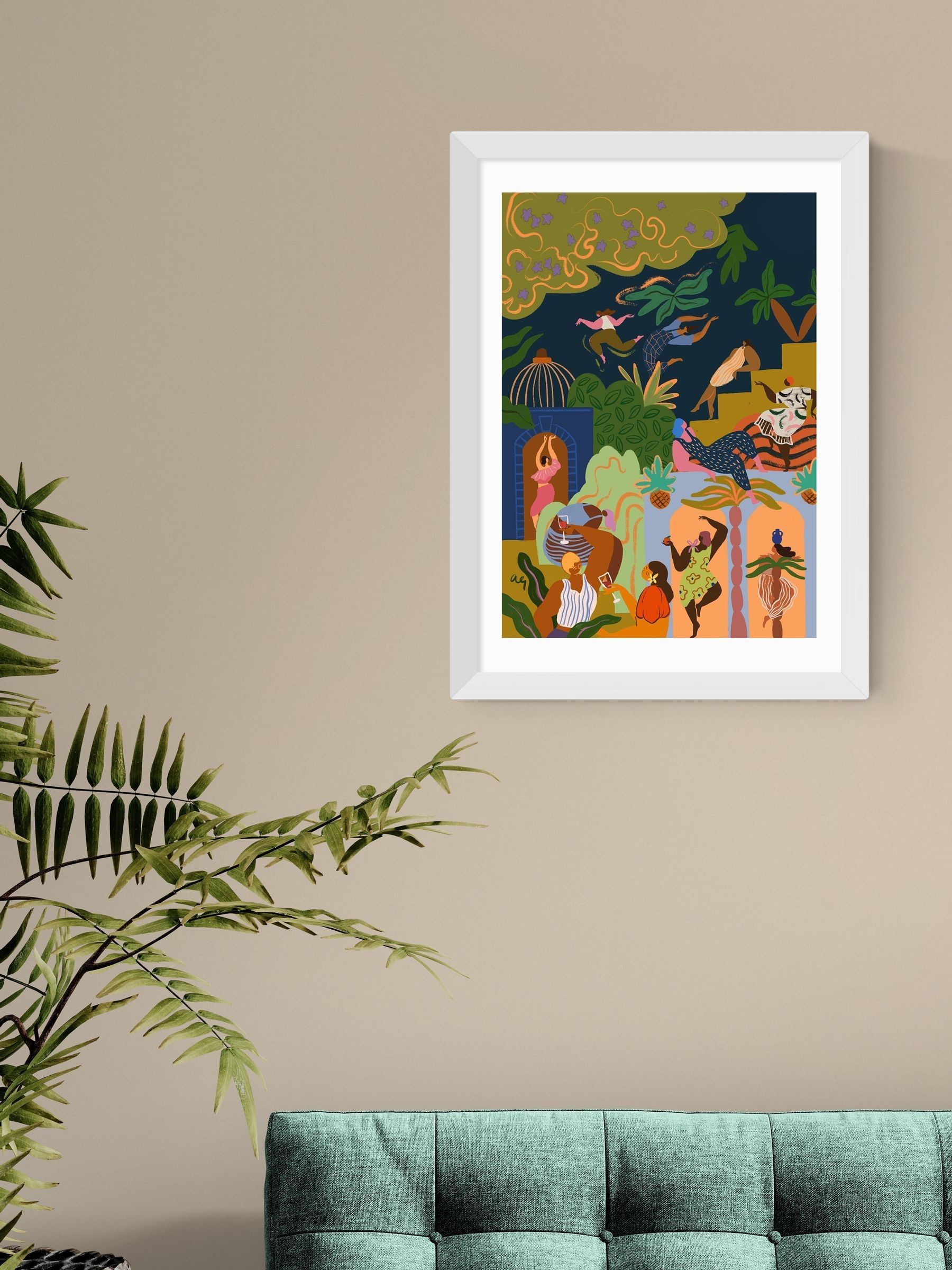 White Fiesta Wall Art Print by Arty Guava - Image 1 of 3 White Fiesta Wall Art Print by Arty Guava - Image 1 of 3