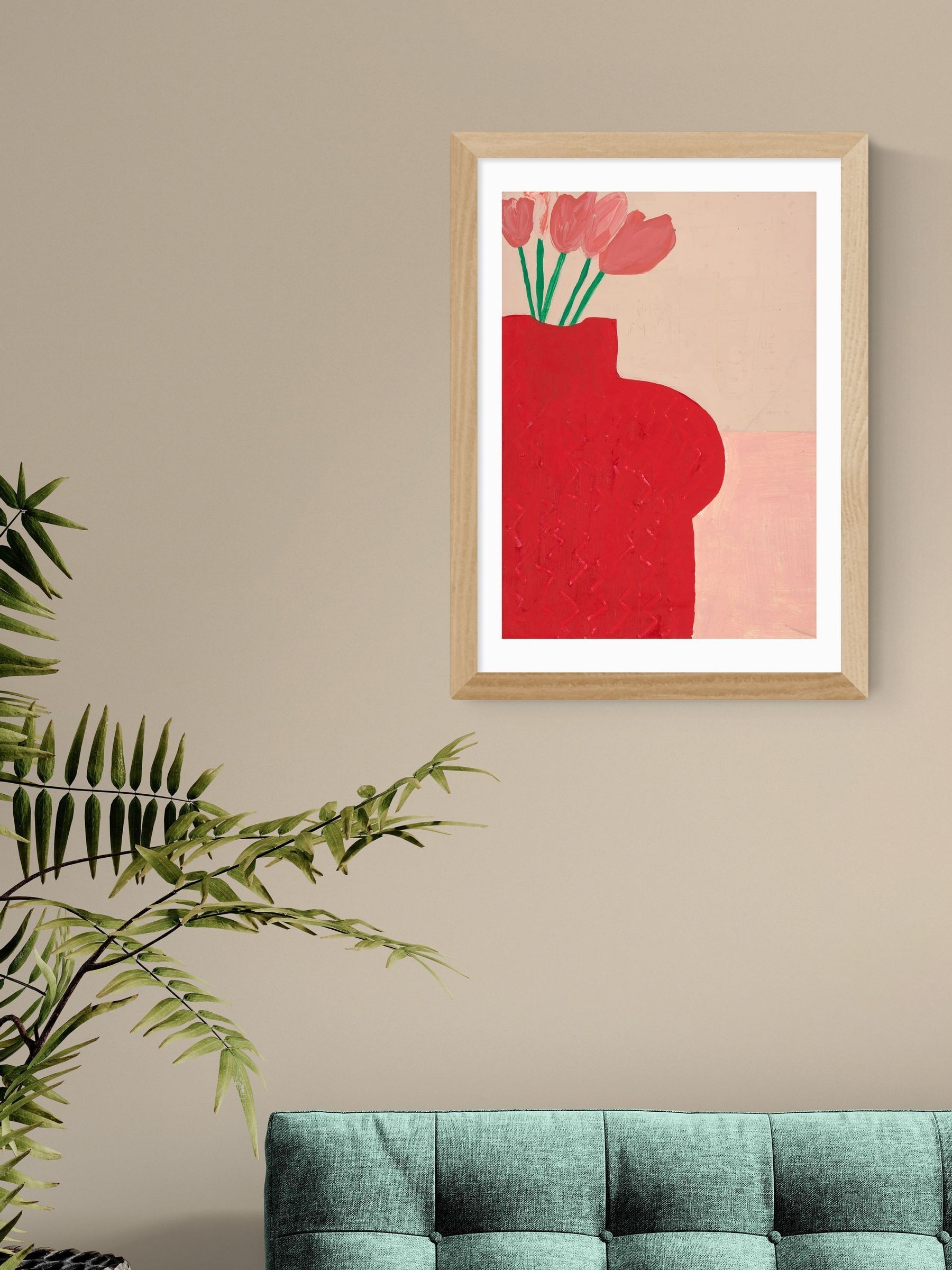 Oak Red Bust Vase Wall Art Print by Lucy Muss - Image 1 of 3