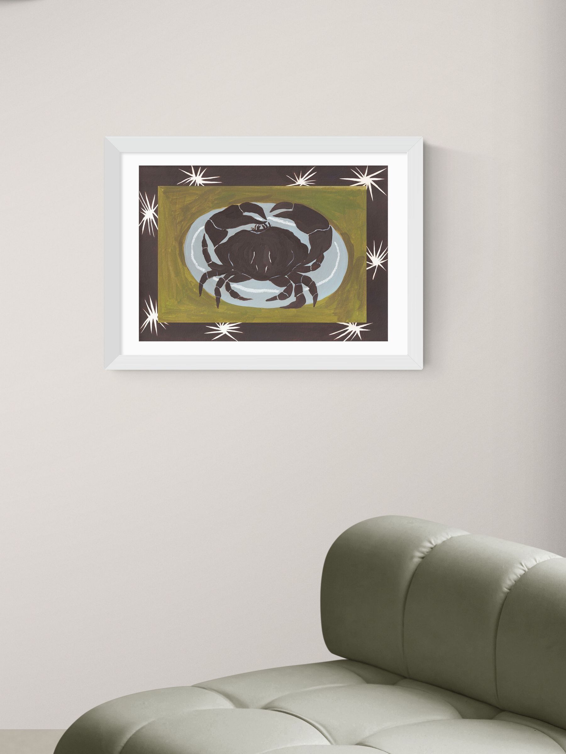 White Crab Cancer Star Sign Wall Art Print by Jazmine Joye - Image 1 of 3 White Crab Cancer Star Sign Wall Art Print by Jazmine Joye - Image 1 of 3