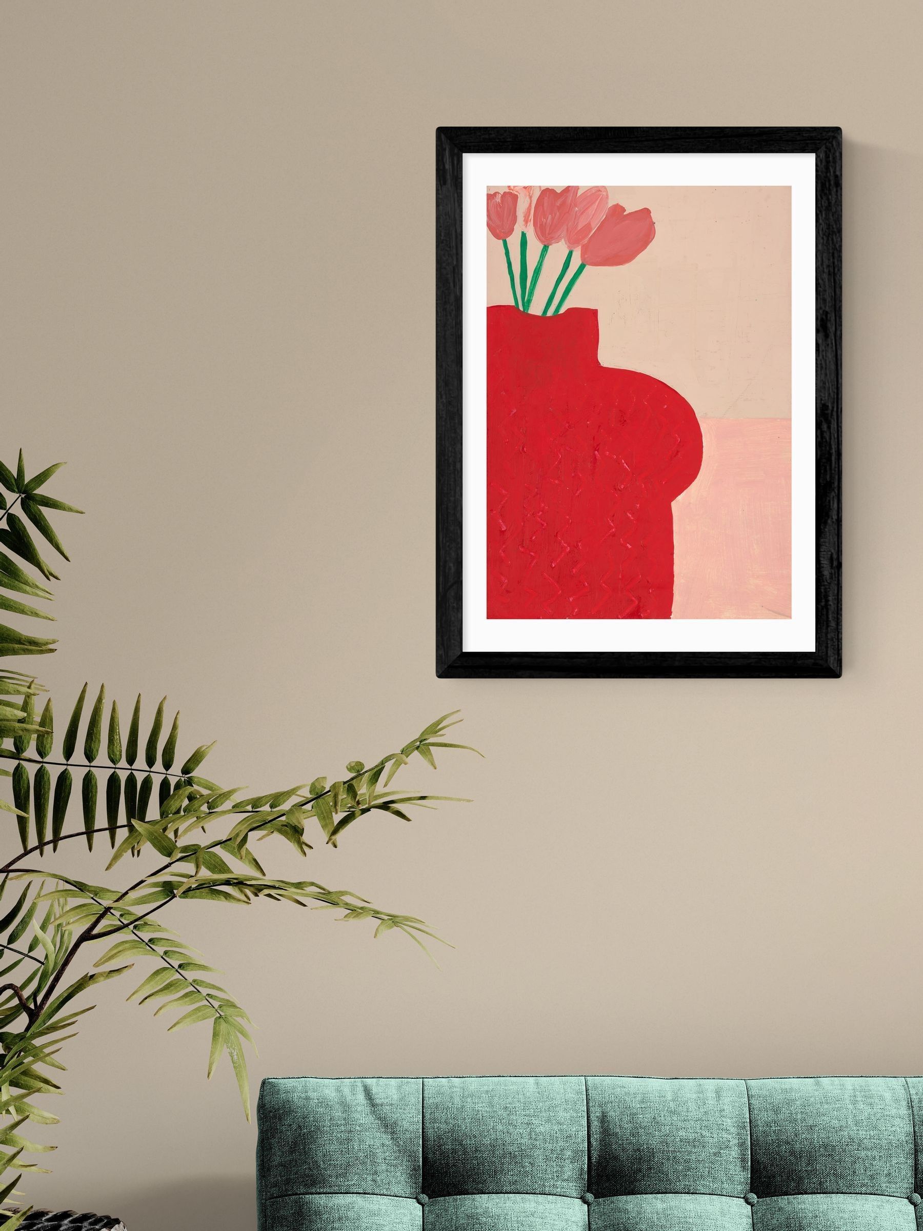 Black Red Bust Vase Wall Art Print by Lucy Muss - Image 1 of 3 Black Red Bust Vase Wall Art Print by Lucy Muss - Image 1 of 3