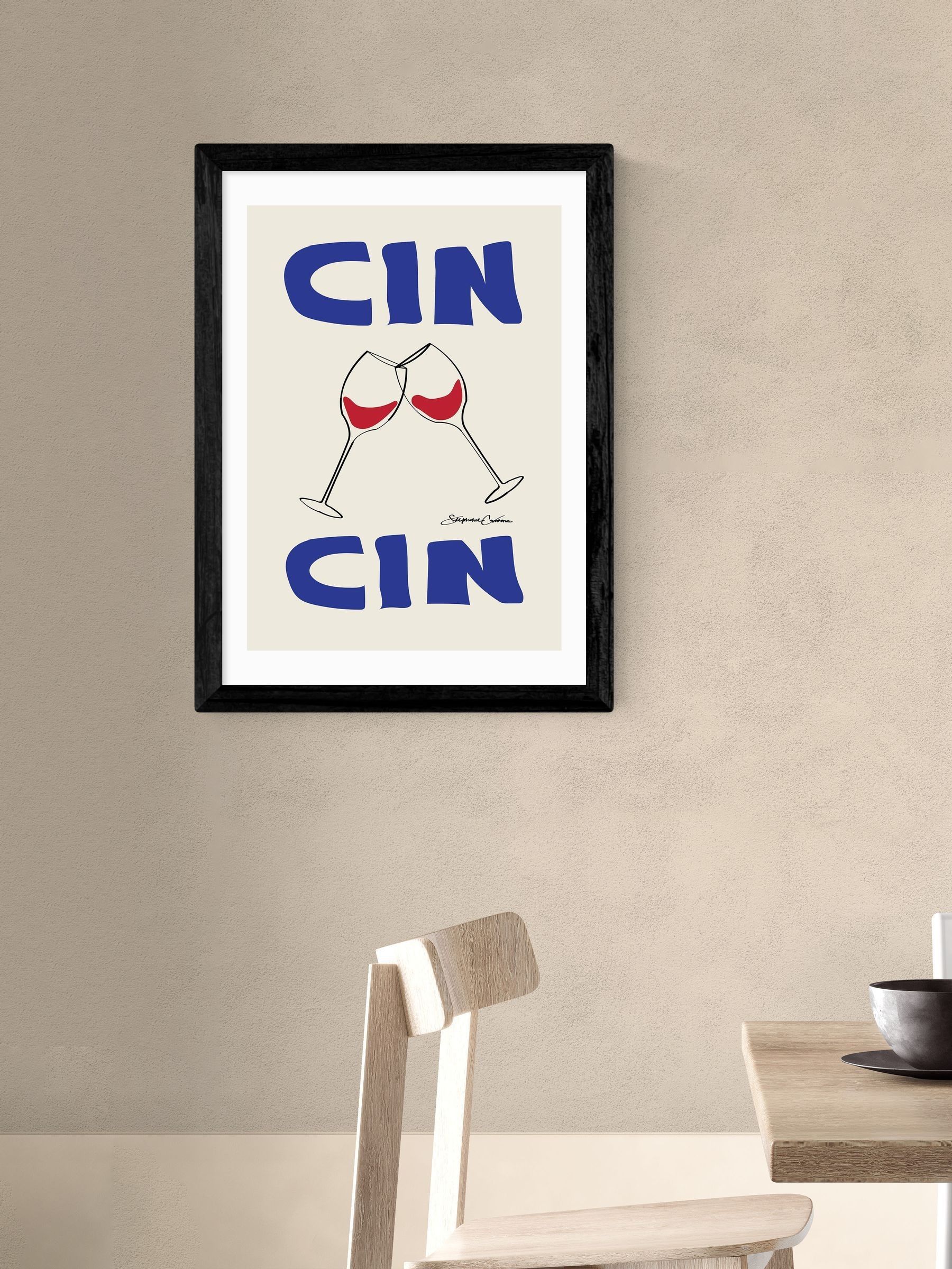 Black Cin Cin Wall Art Print by Stephie Cardona - Image 1 of 3