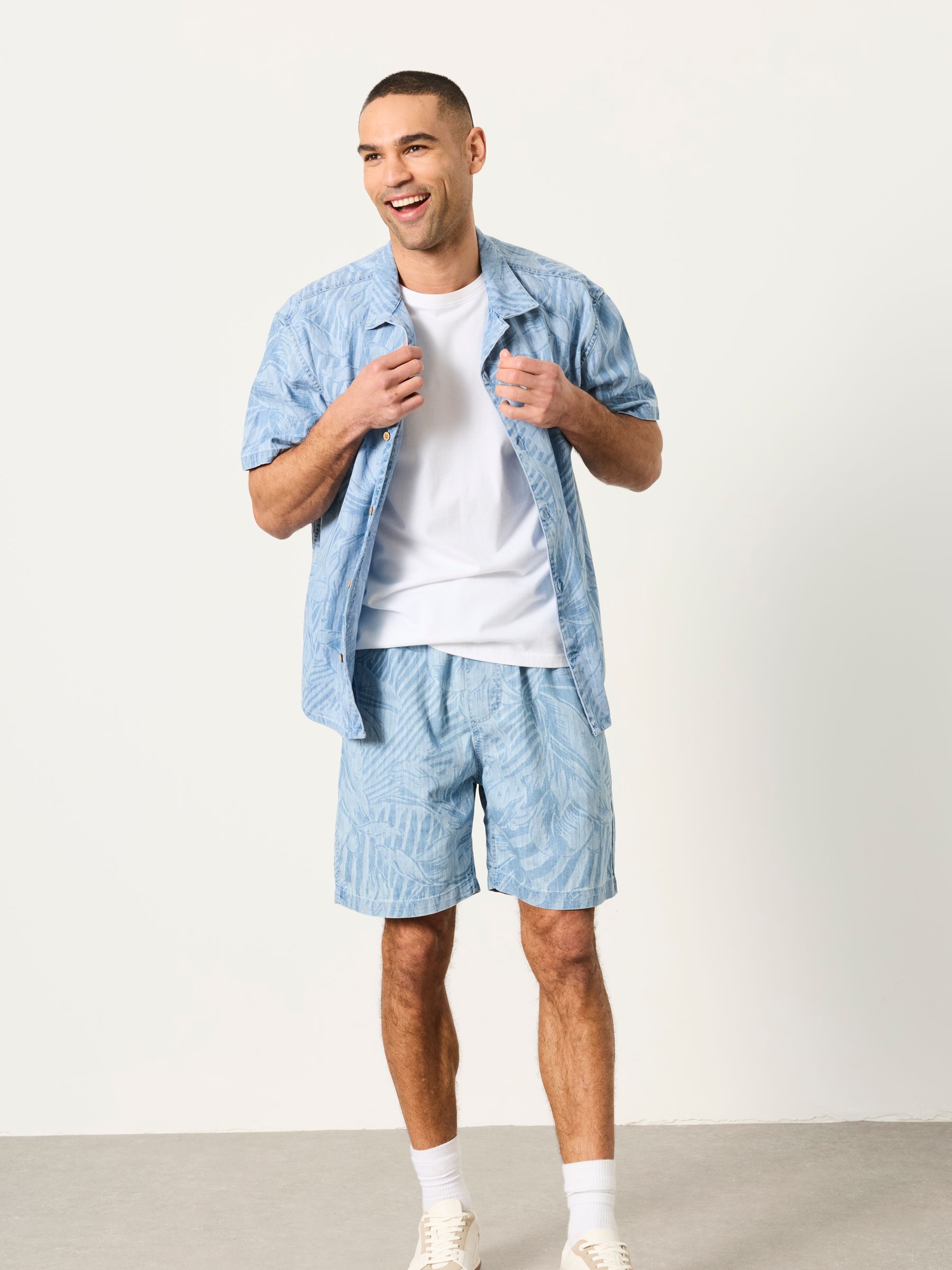 Chambray Blue Ladram Jungle Print Shorts - Image 4 of 5