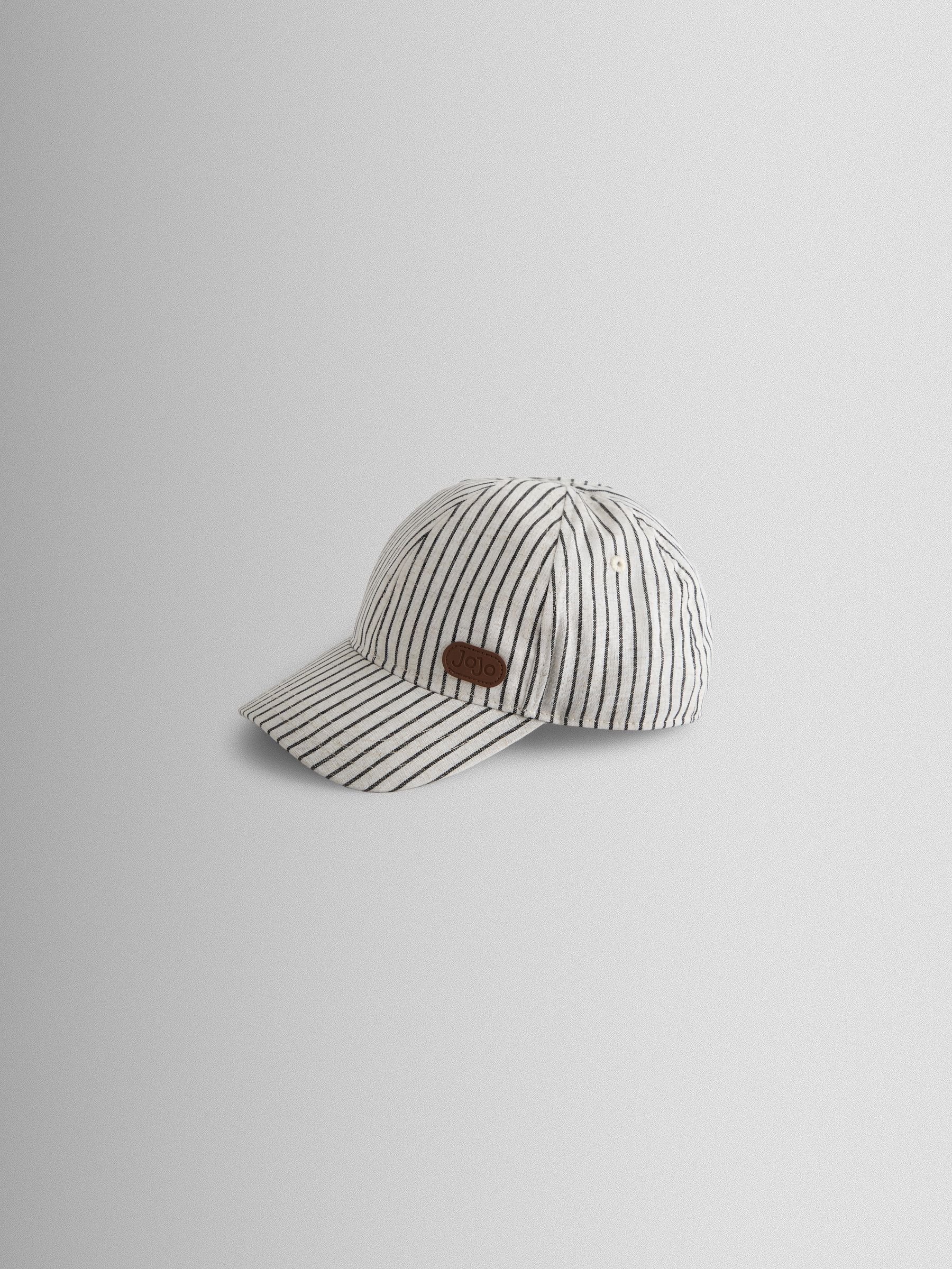Ecru Striped Embroidered Cap - Image 2 of 4