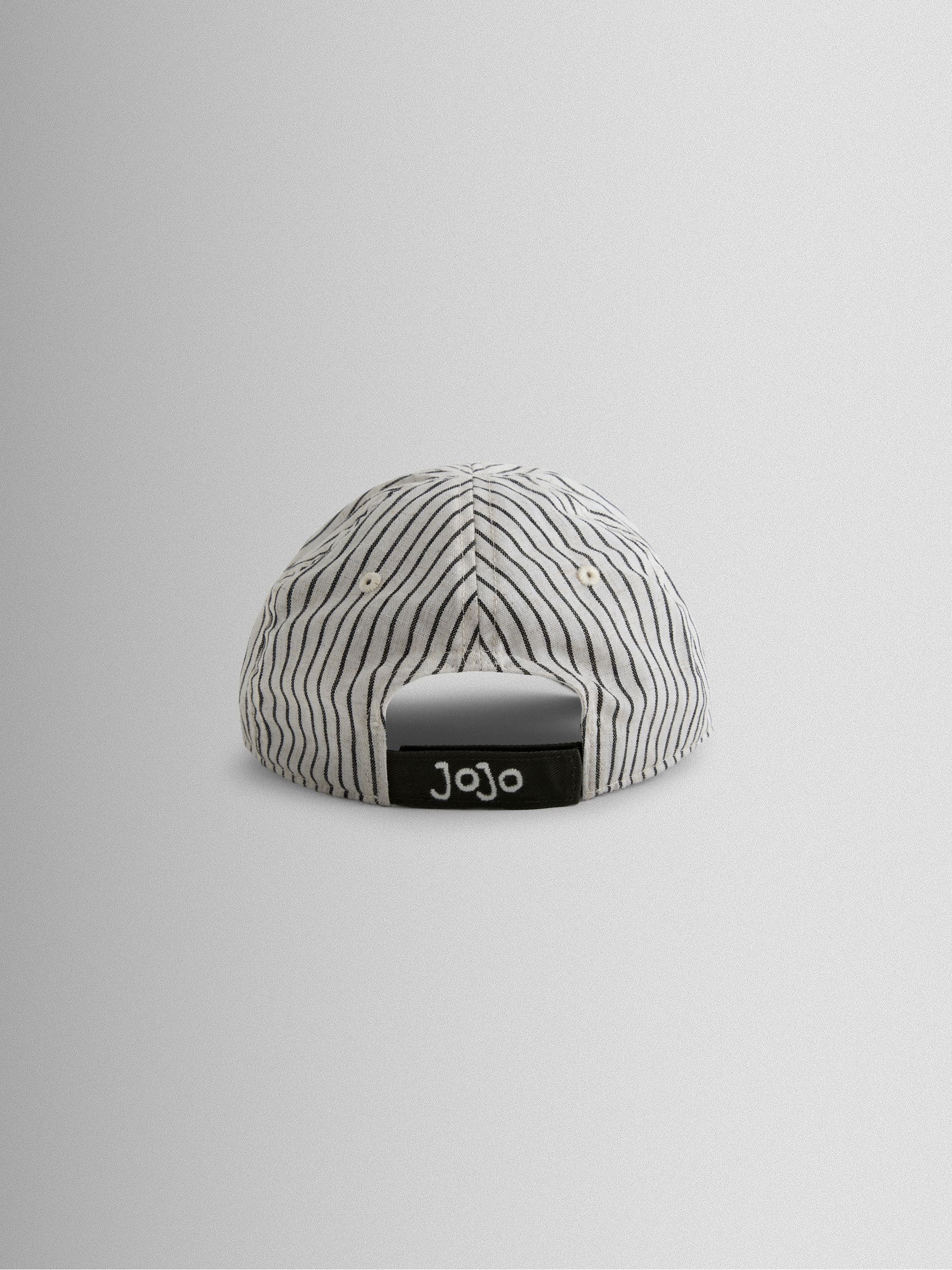 Ecru Striped Embroidered Cap - Image 3 of 4
