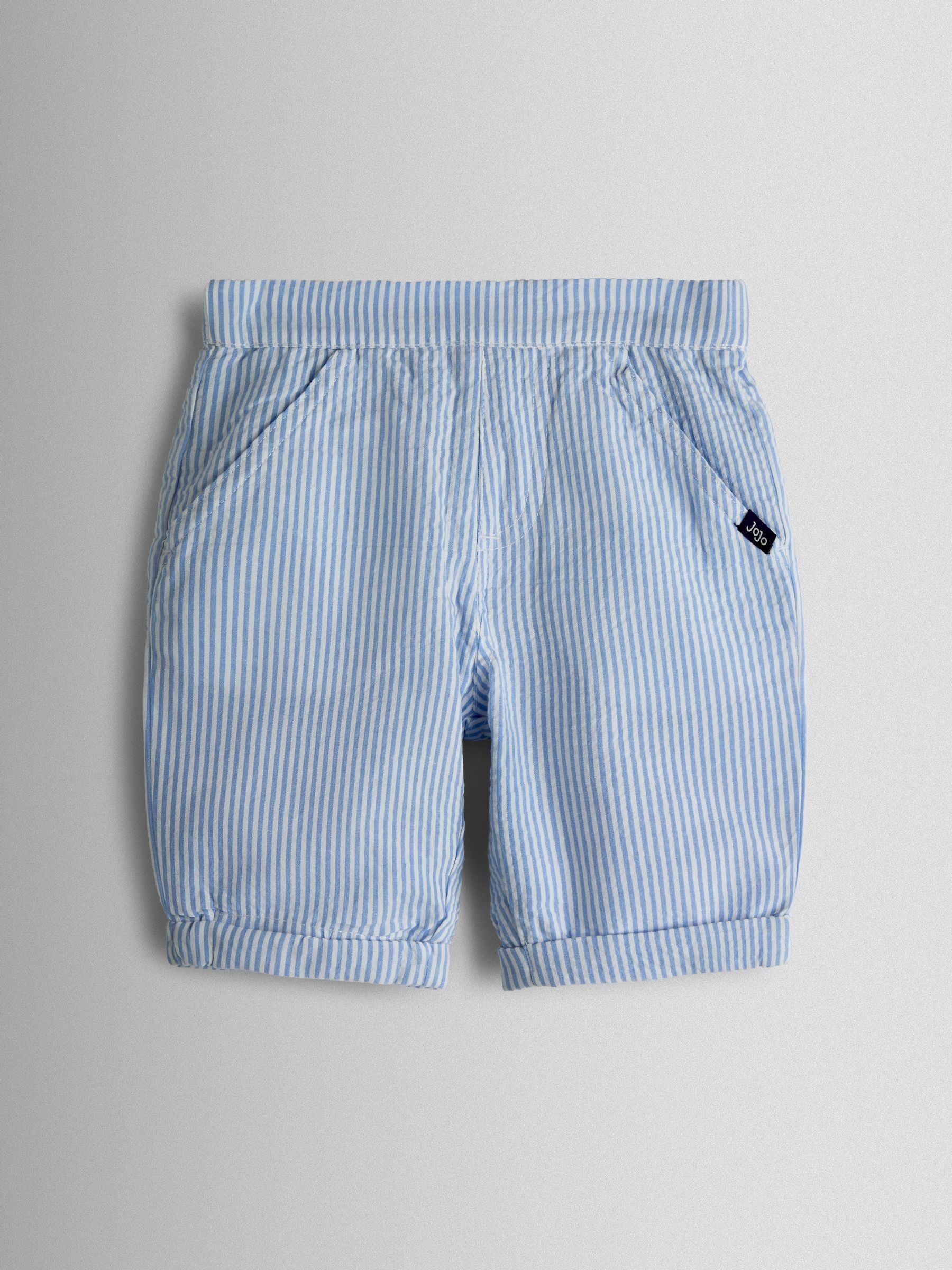 Light Blue Double Breast Shirt & Stripe Shorts Set 2 Piece - Image 4 of 7