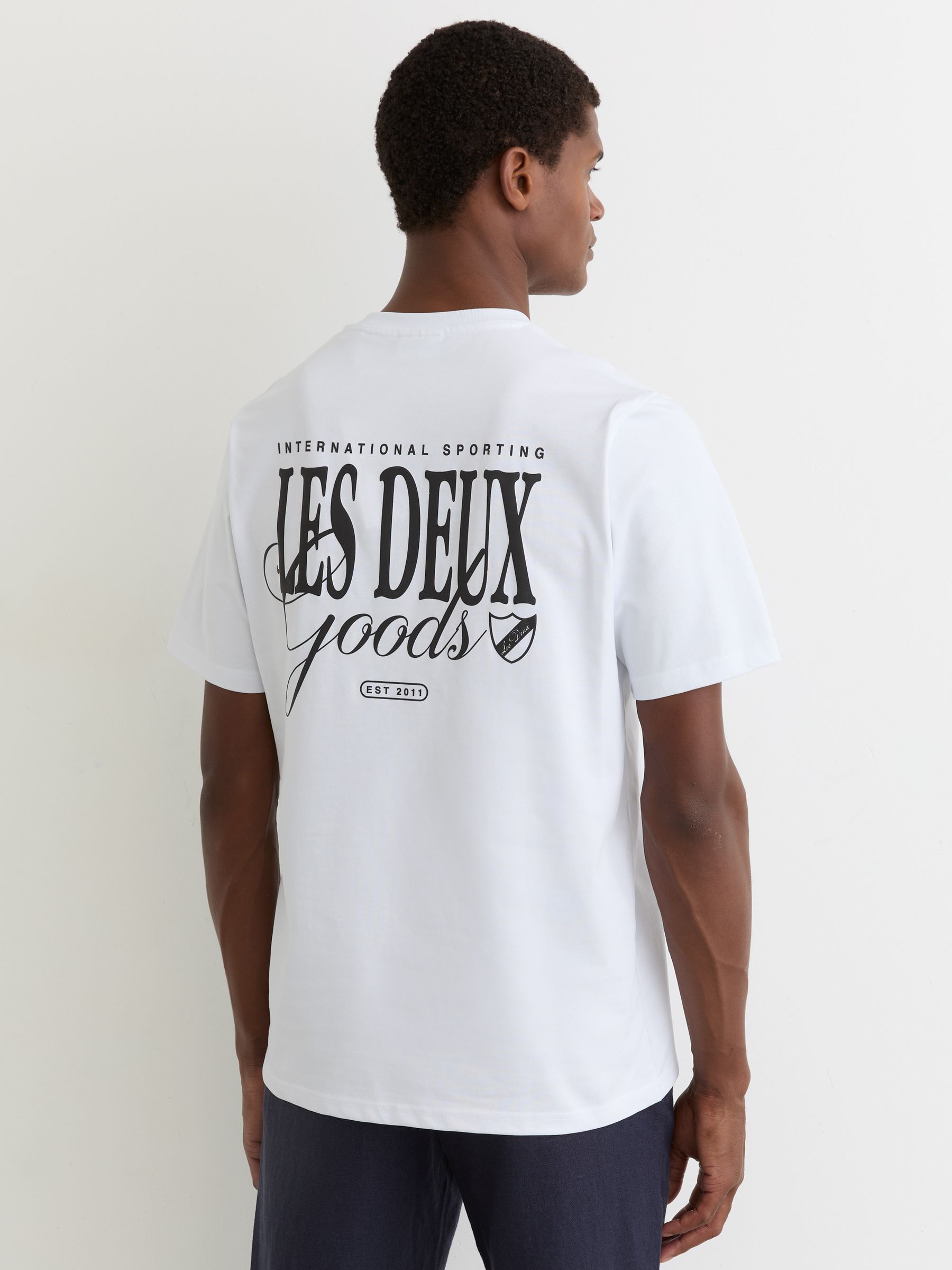 Les Deux Baumwoll T-Shirt mit Grafik Print in Weiß - Bild 5 von 6