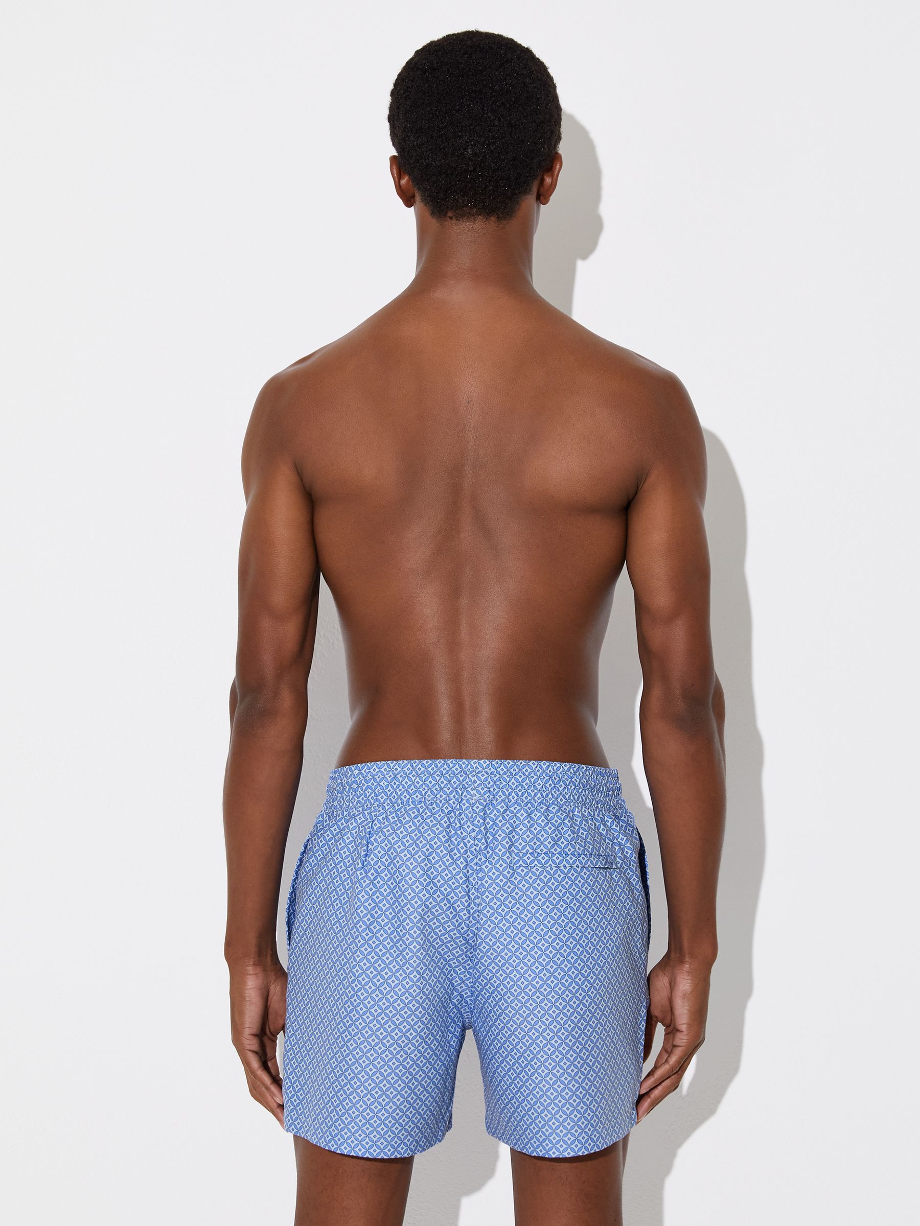 Geometric-Print Swim Shorts in Blue - image 5