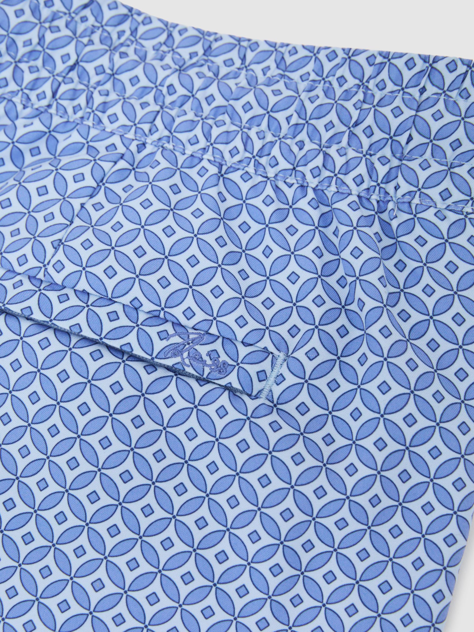 Geometric-Print Swim Shorts in Blue - Image 6 of 6