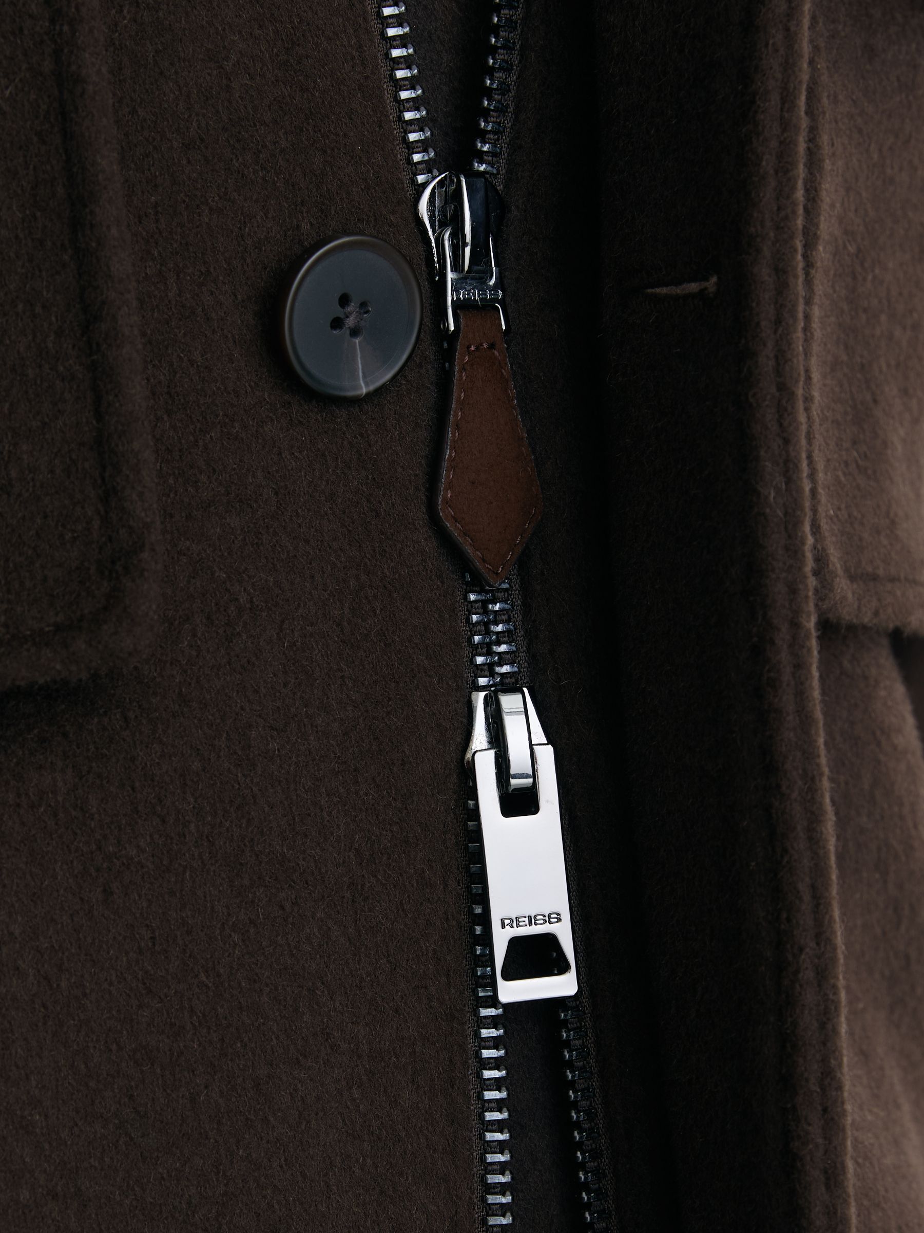 Wool-Blend Four-Pocket Jacket in Dark Brown - image 5