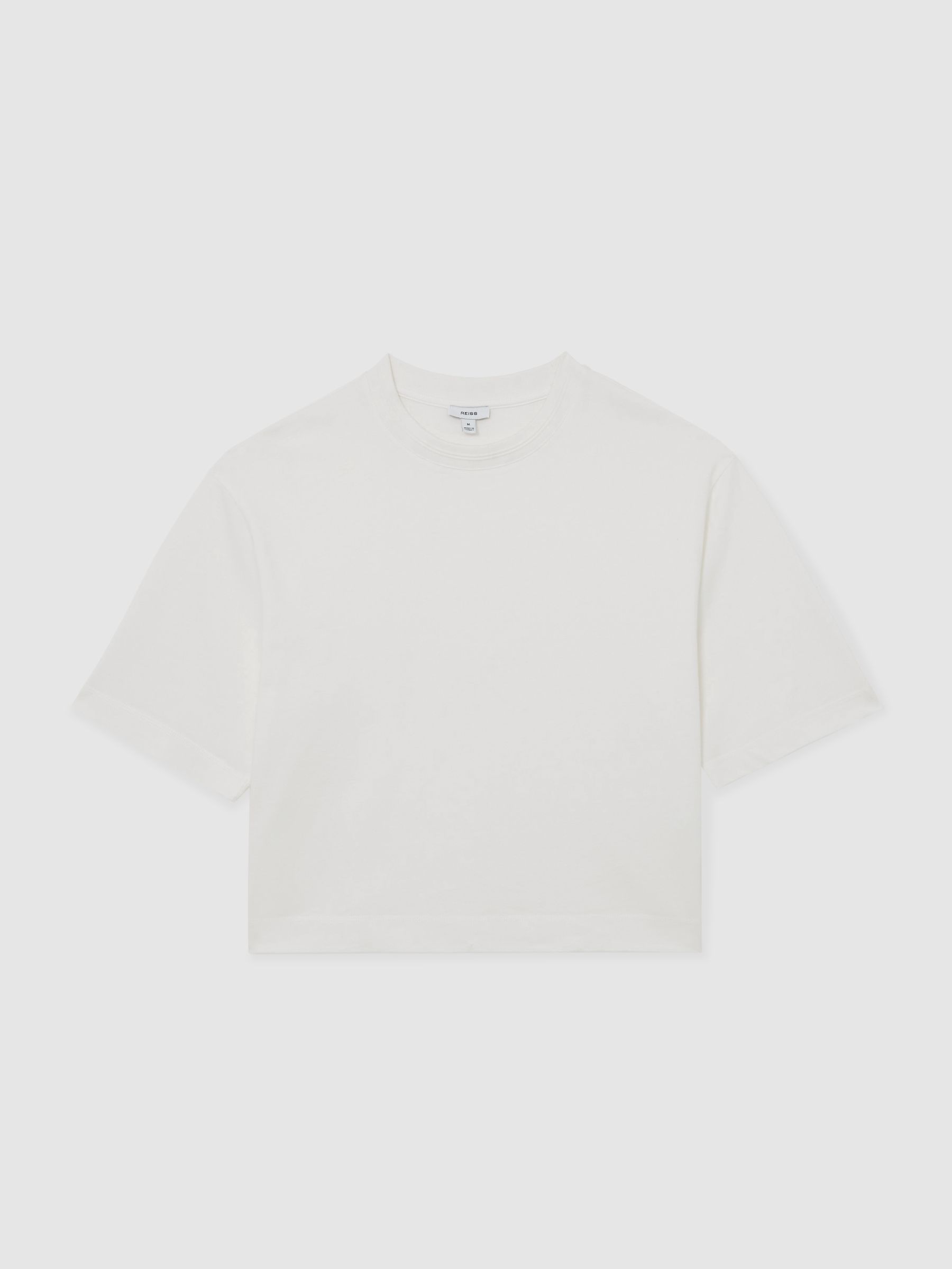 Cotton Ribbed-Neck Oversized T-Shirt in White - image 1