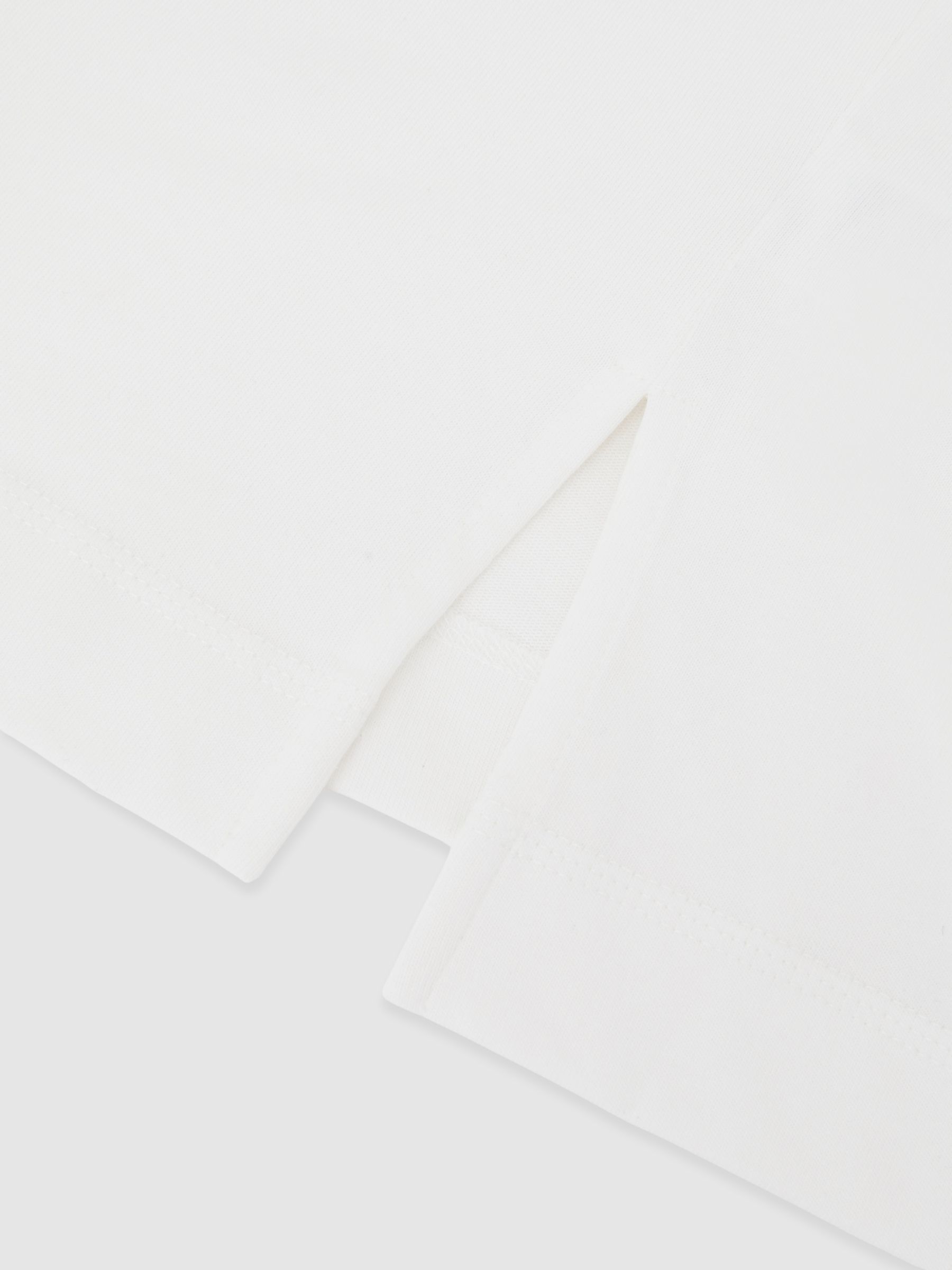 Cotton Ribbed-Neck Oversized T-Shirt in White - image 3