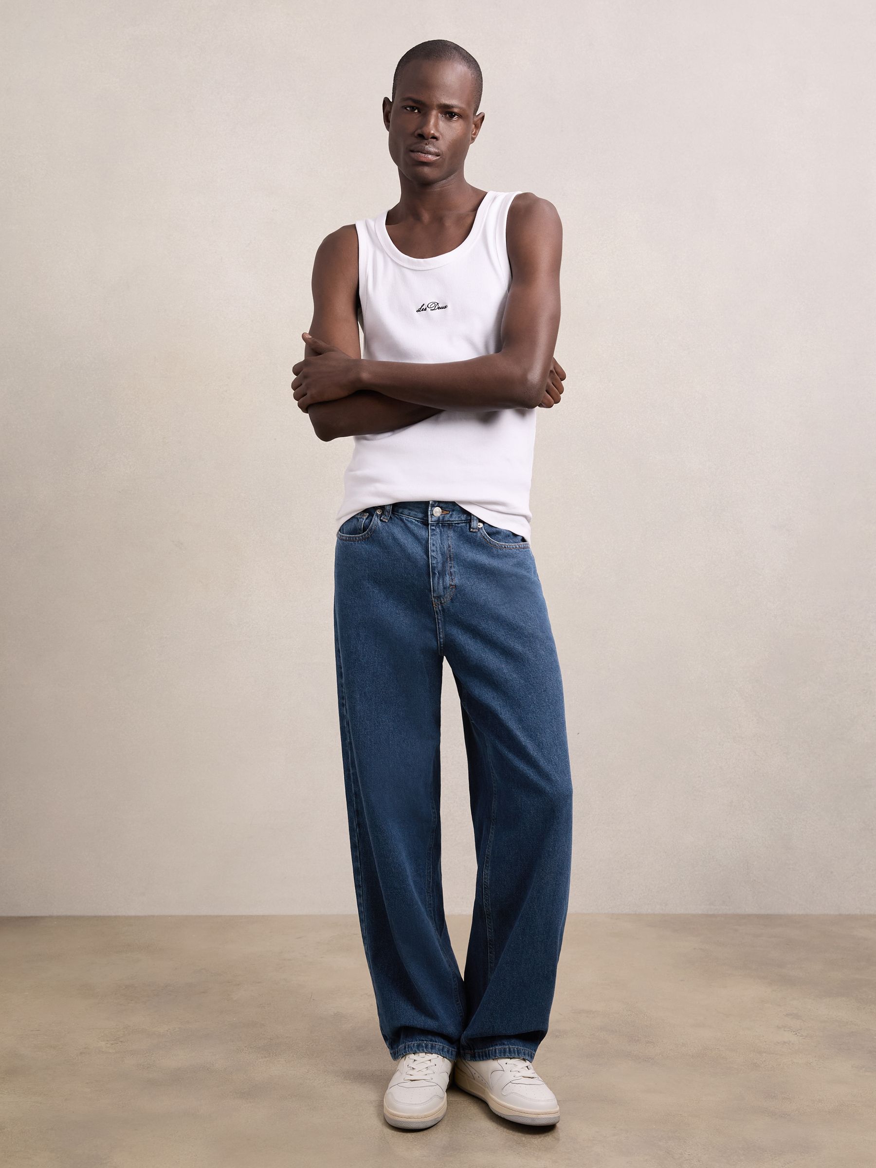 Les Deux Relaxed-Leg Jeans in Medium Indigo Wash - Image 1 of 5