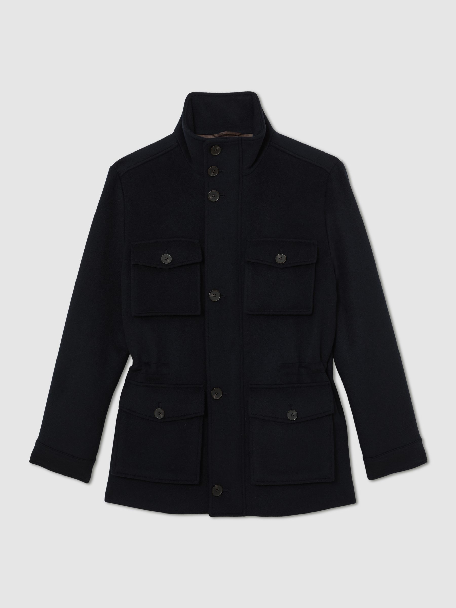 Wool-Blend Four-Pocket Jacket in Navy - Image 2 of 9