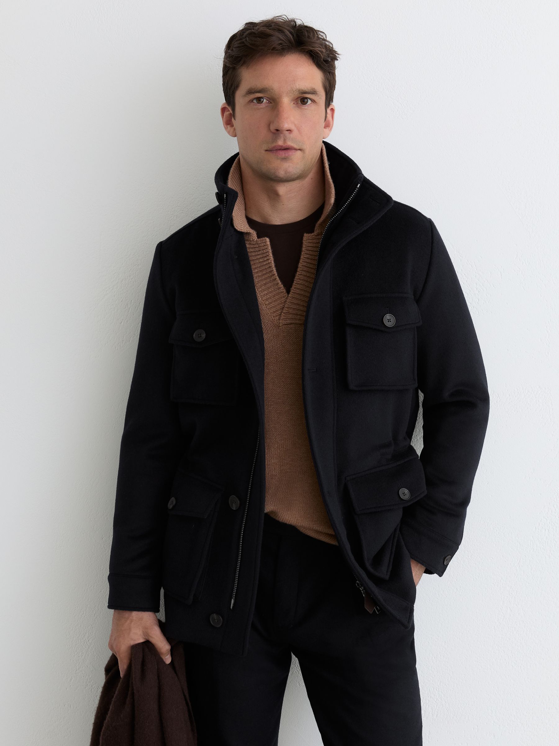 Wool-Blend Four-Pocket Jacket in Navy - Image 4 of 9