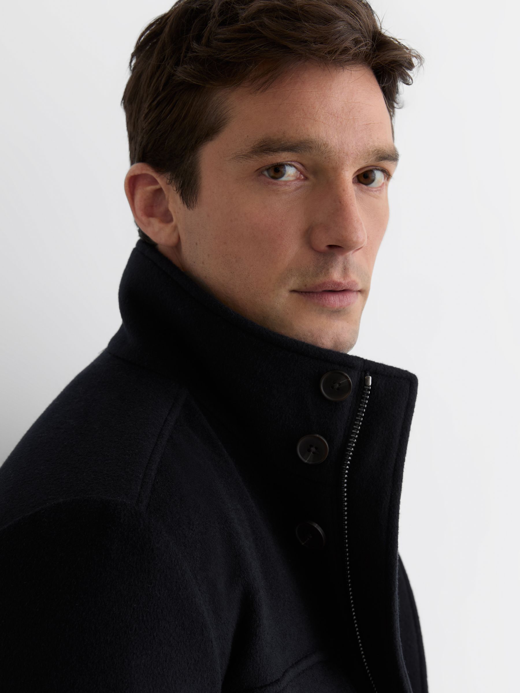 Wool-Blend Four-Pocket Jacket in Navy - Image 5 of 9