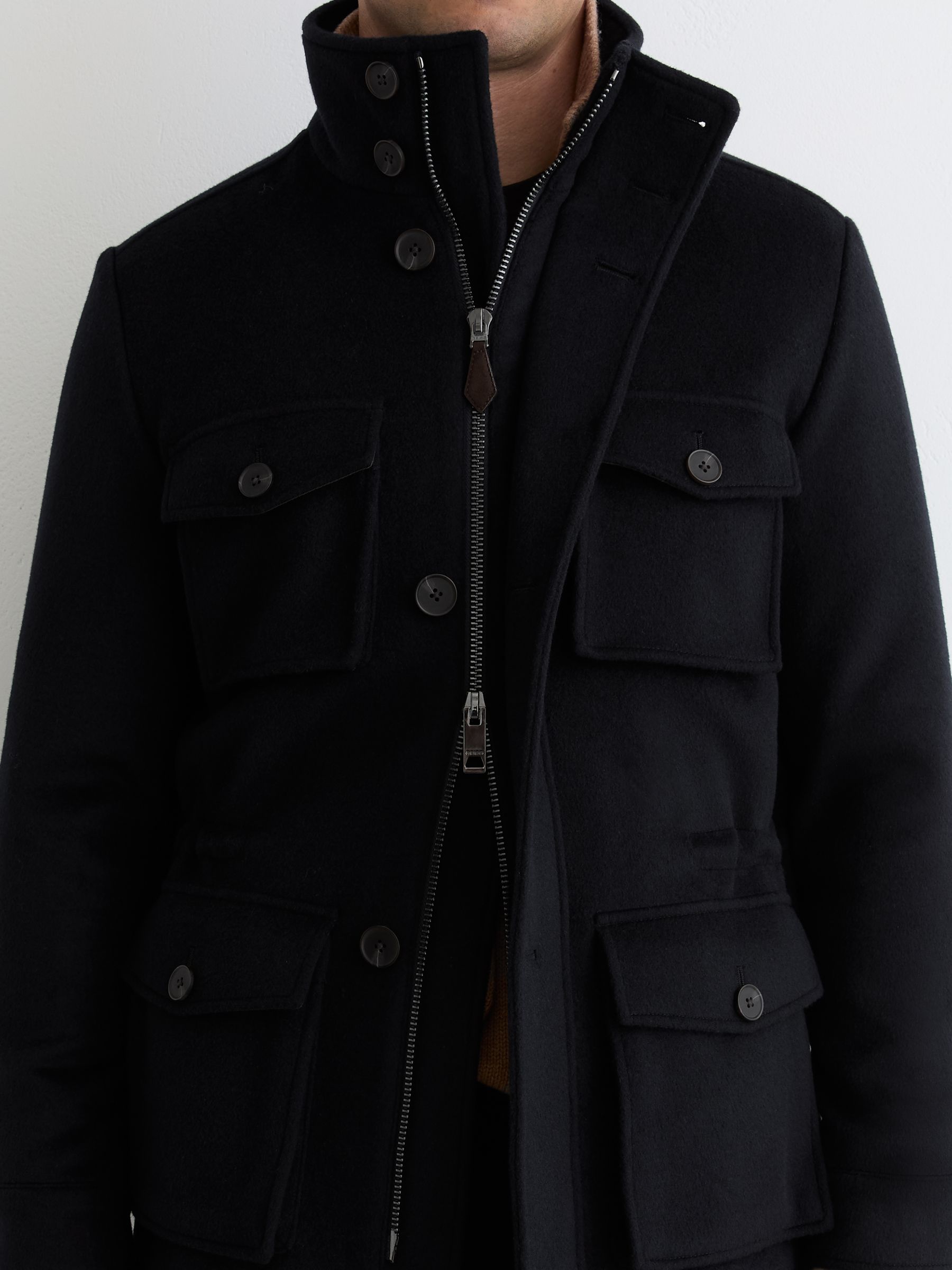 Wool-Blend Four-Pocket Jacket in Navy - image 3