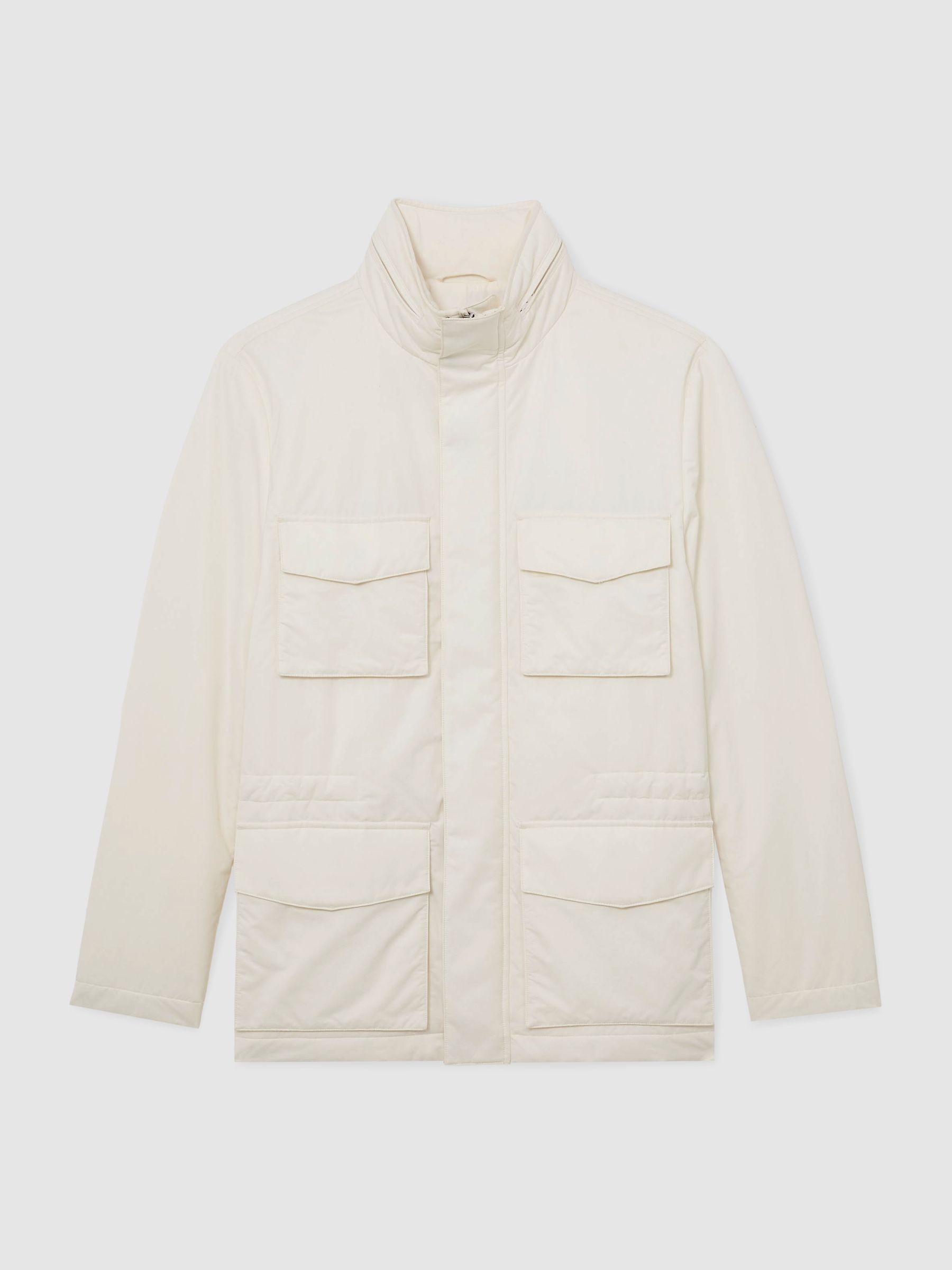 Cotton-Blend Padded Four-Pocket Jacket in Stone