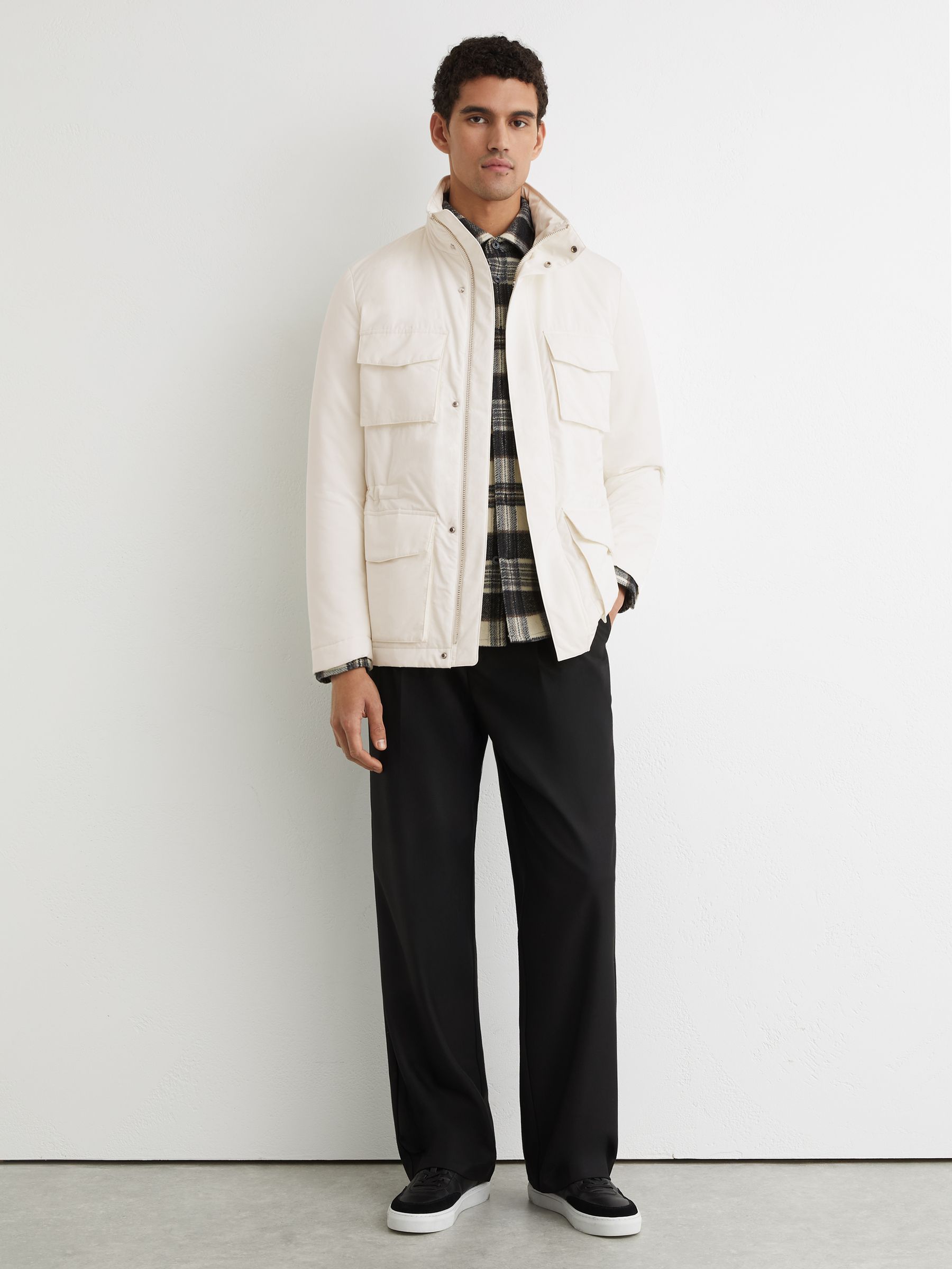 Cotton-Blend Padded Four-Pocket Jacket in Stone - Image 4 of 6
