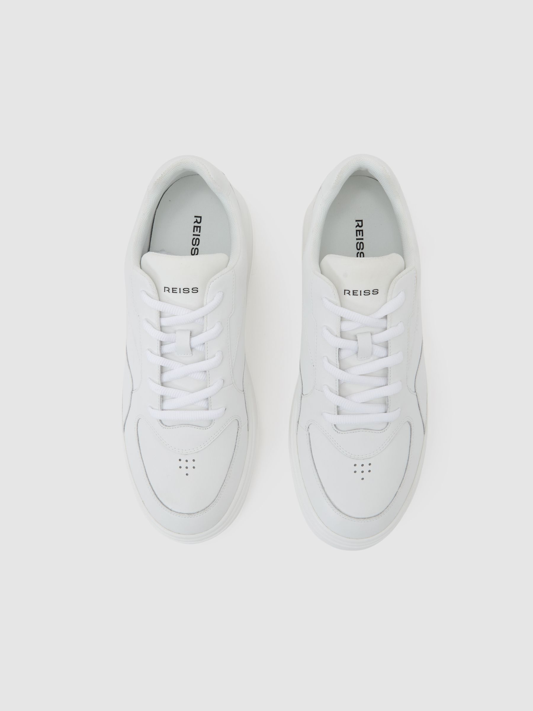 Bonded-Leather Chunky Sole Trainers in White - Image 3 of 5